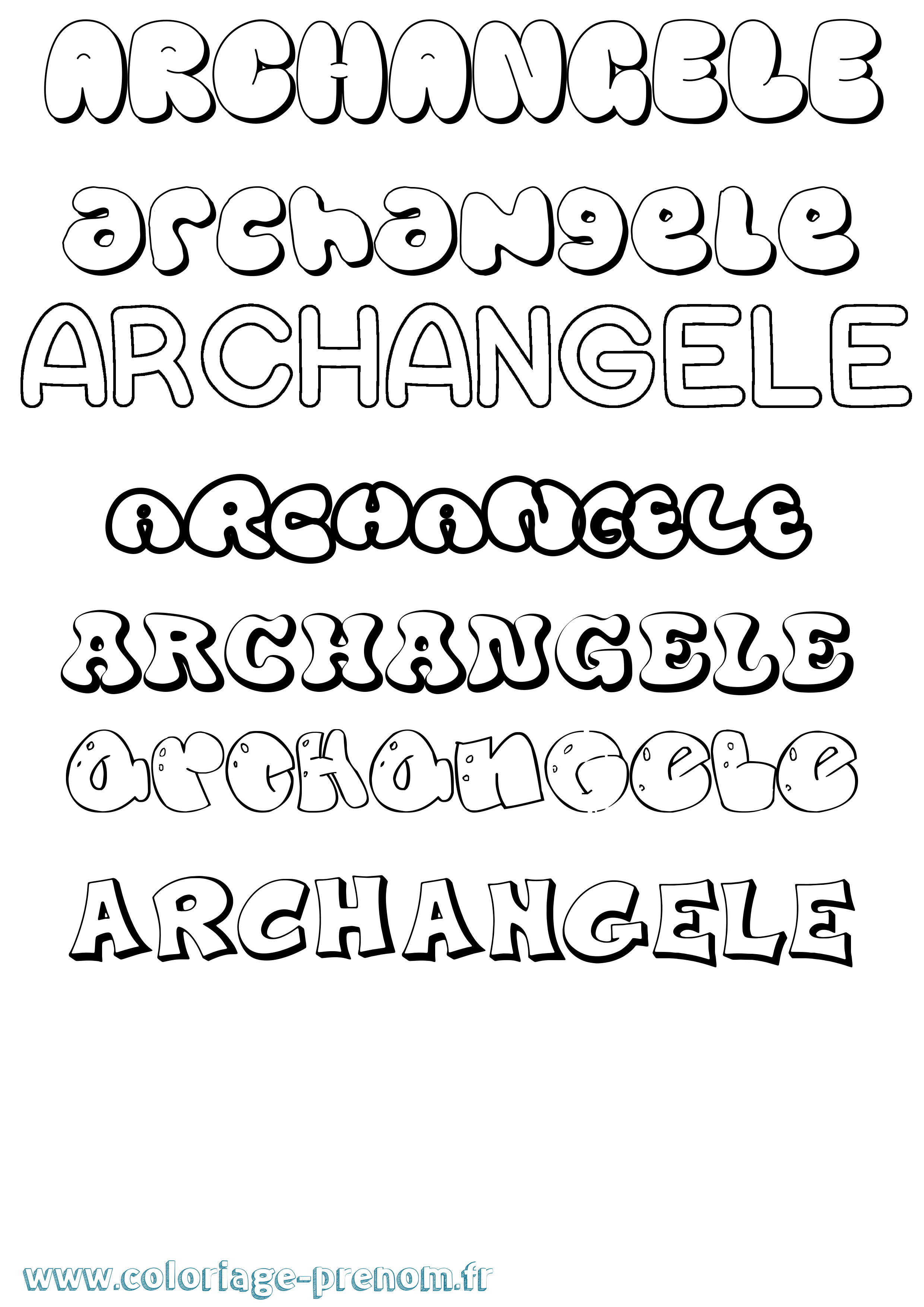 Coloriage Archangele Bubble Coloriage prénom Archangele Bubble