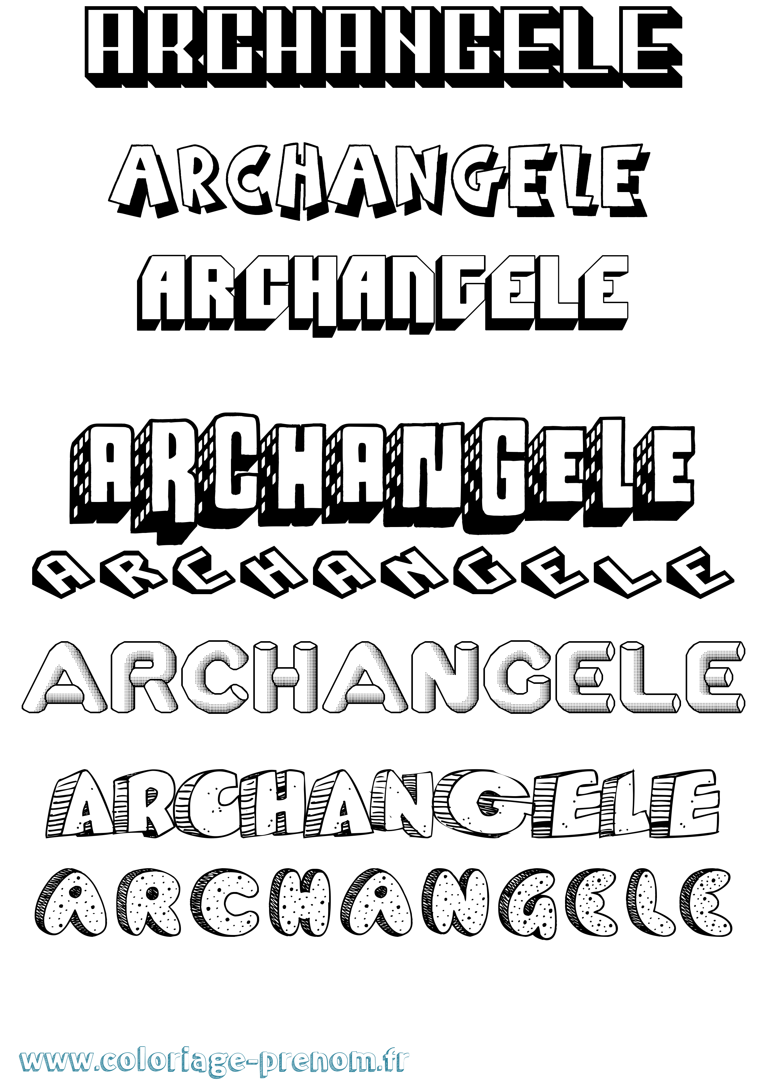 Coloriage Archangele Effet 3D Coloriage prénom Archangele Effet 3D