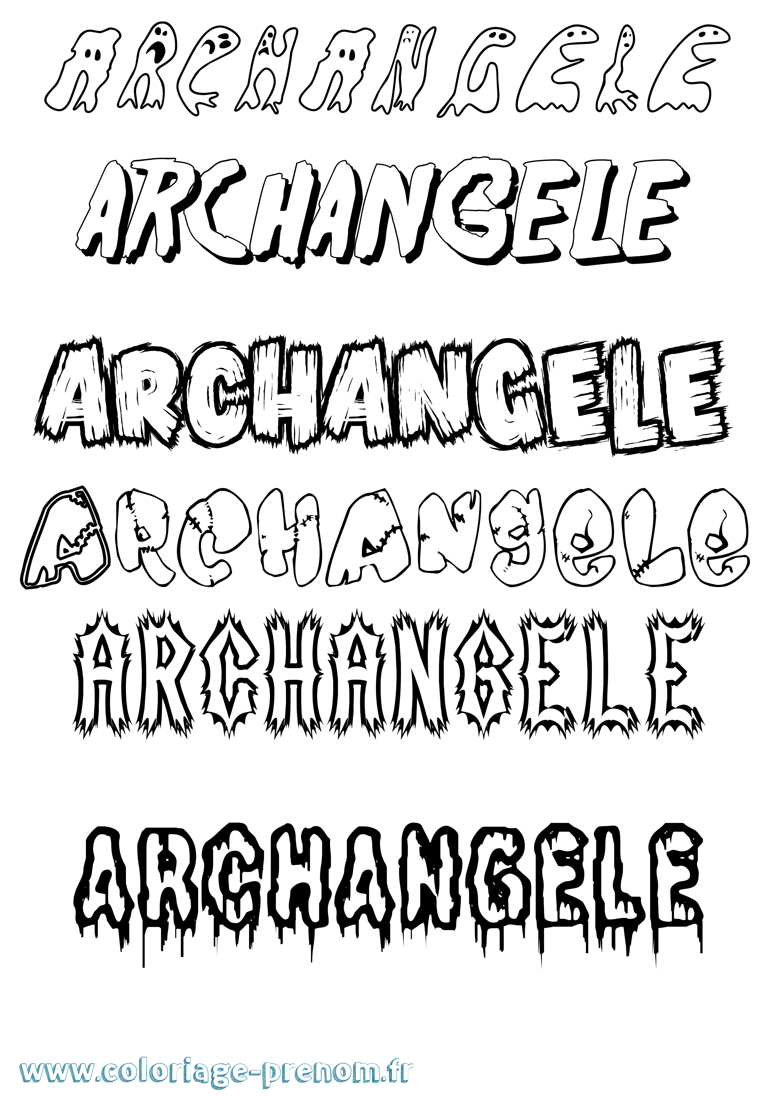 Coloriage Archangele Frisson Coloriage prénom Archangele Frisson