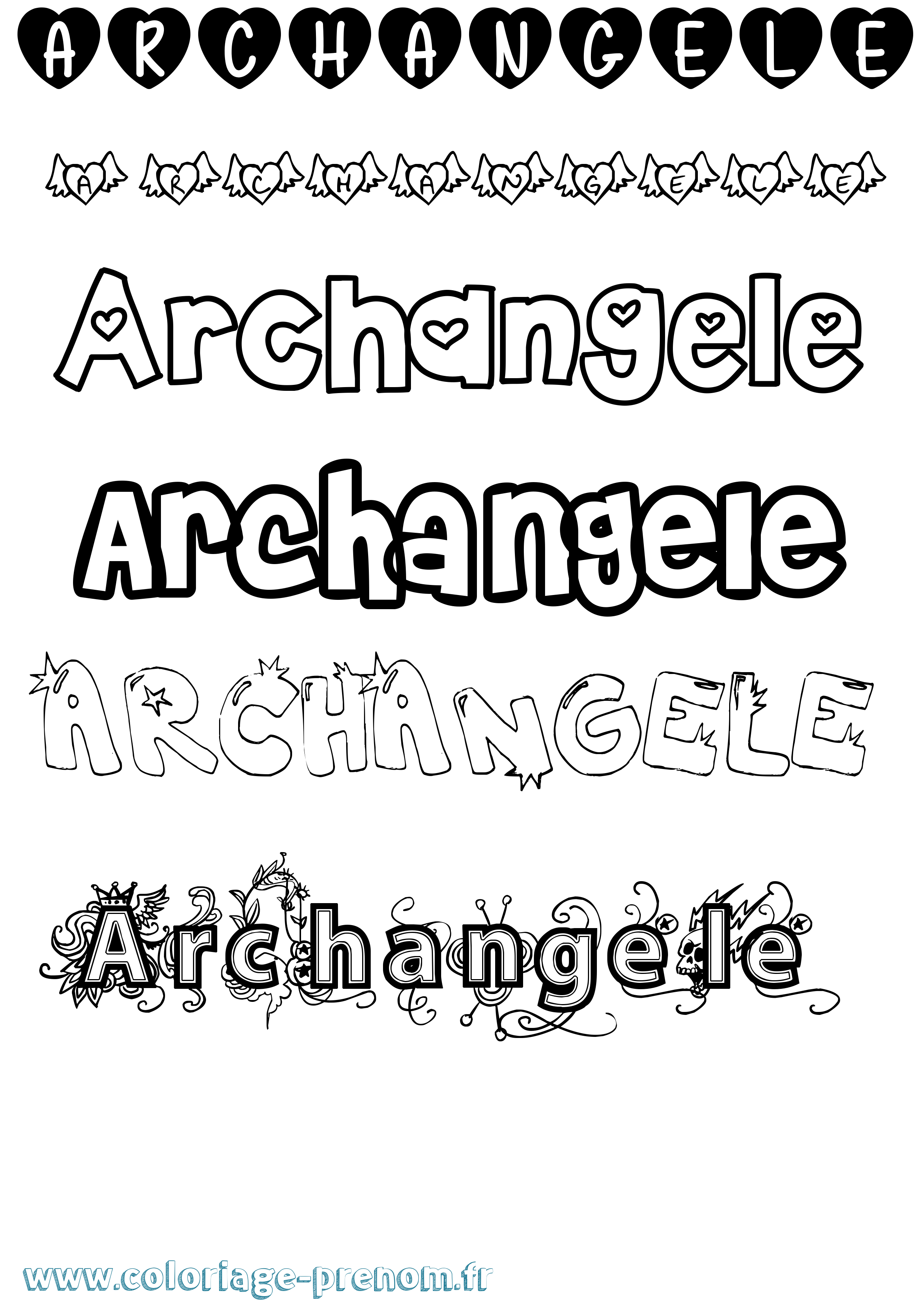 Coloriage Archangele Girly Coloriage prénom Archangele Girly