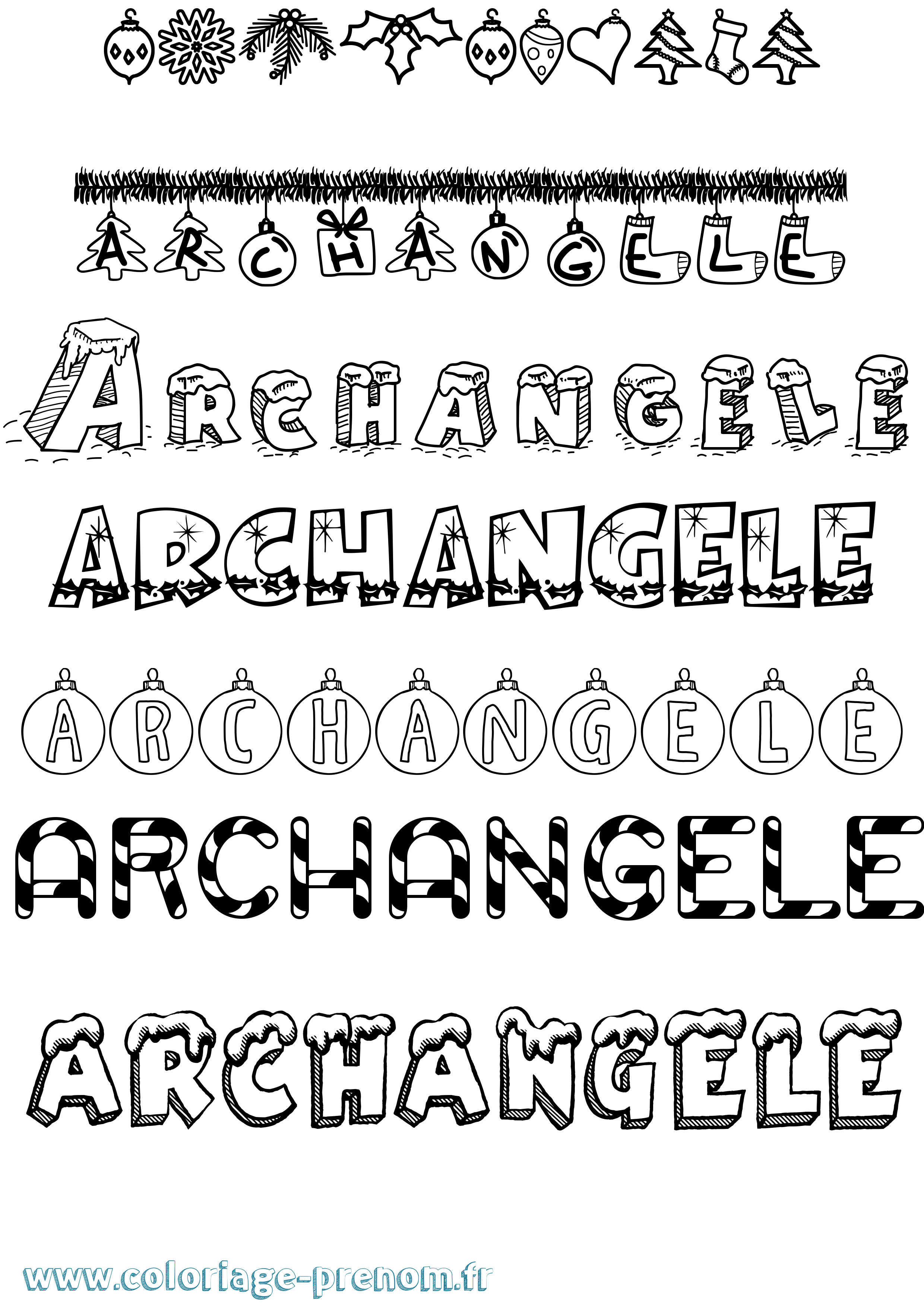 Coloriage Archangele Noël Coloriage prénom Archangele Noël