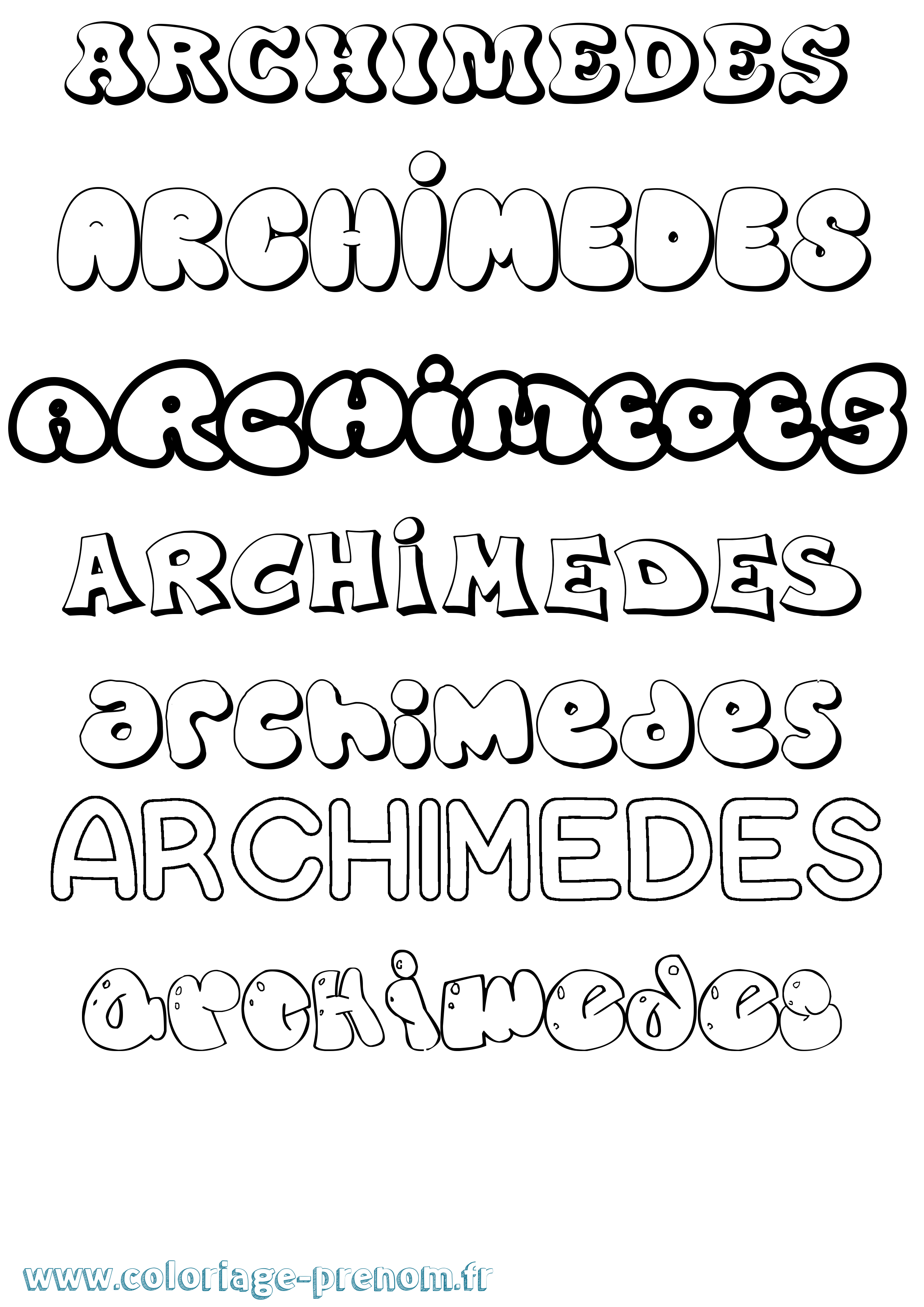 Coloriage Archimedes Bubble Coloriage prénom Archimedes Bubble