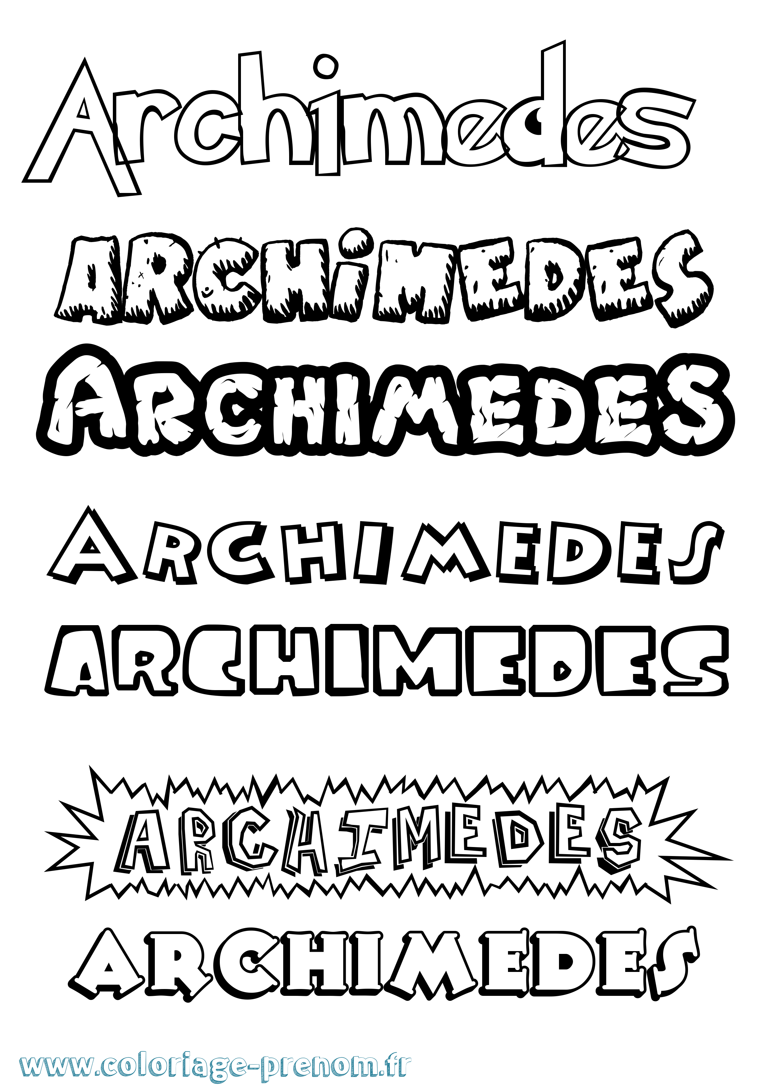 Coloriage Archimedes Dessin Animé Coloriage prénom Archimedes Dessin Animé