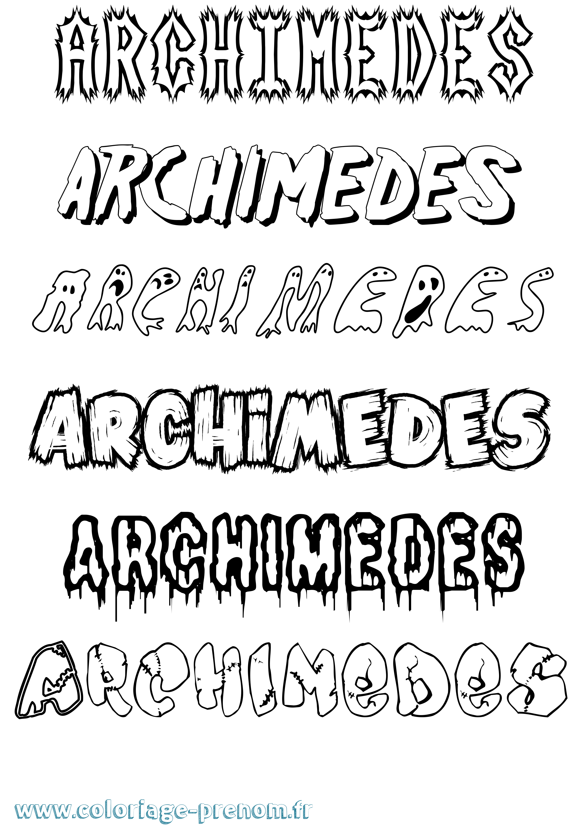 Coloriage Archimedes Frisson Coloriage prénom Archimedes Frisson