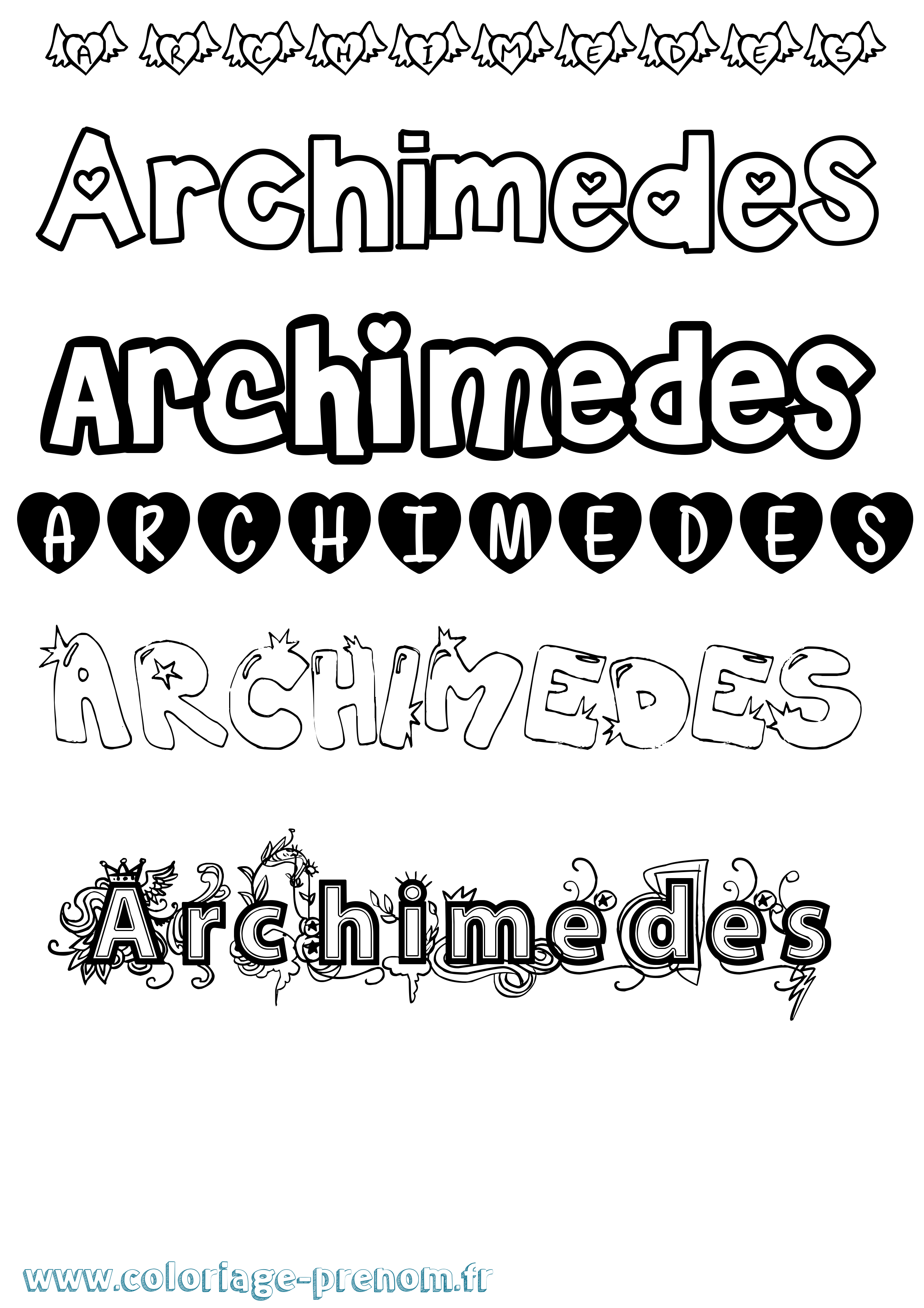 Coloriage Archimedes Girly Coloriage prénom Archimedes Girly