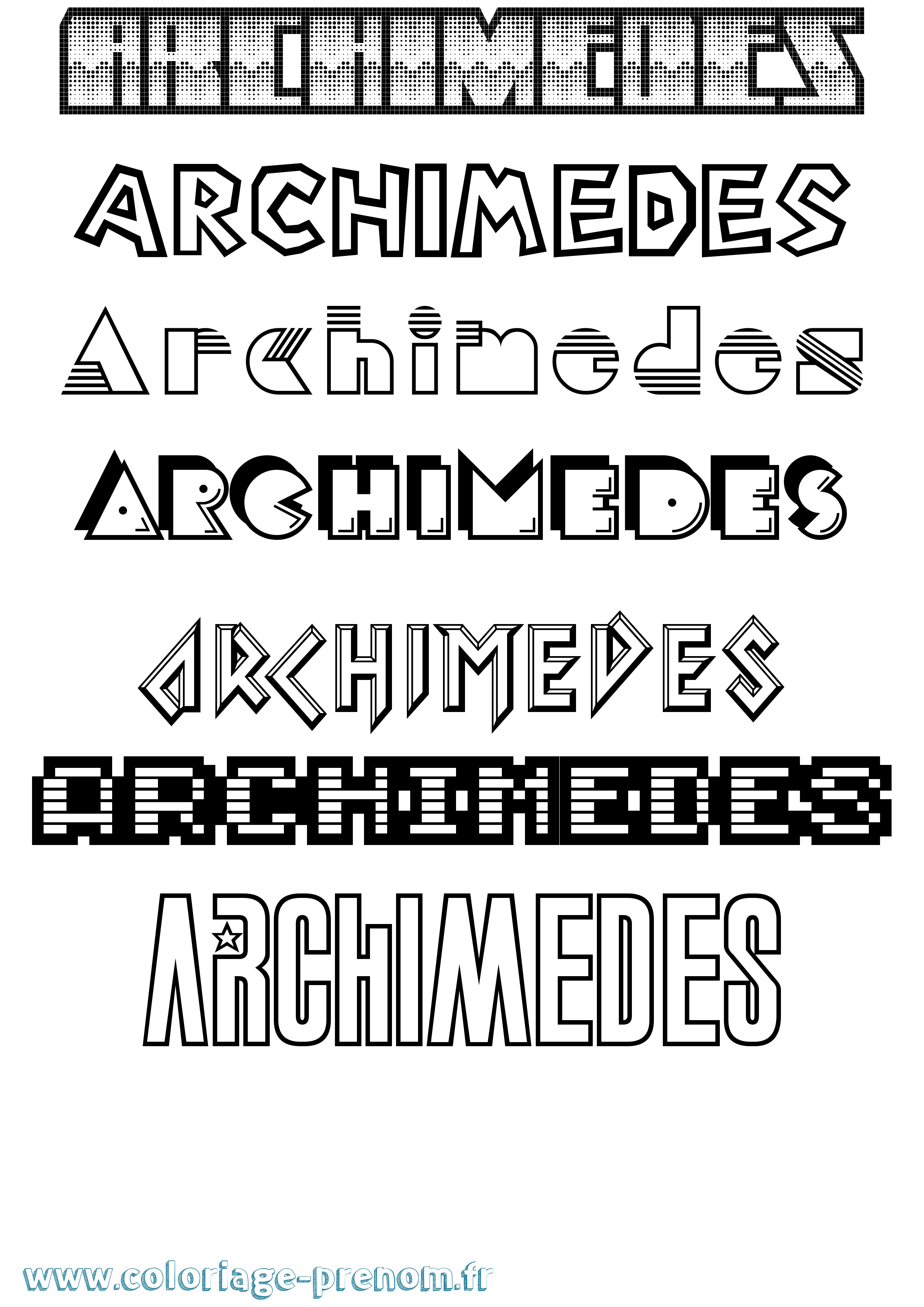 Coloriage Archimedes Jeux Vidéos Coloriage prénom Archimedes Jeux Vidéos