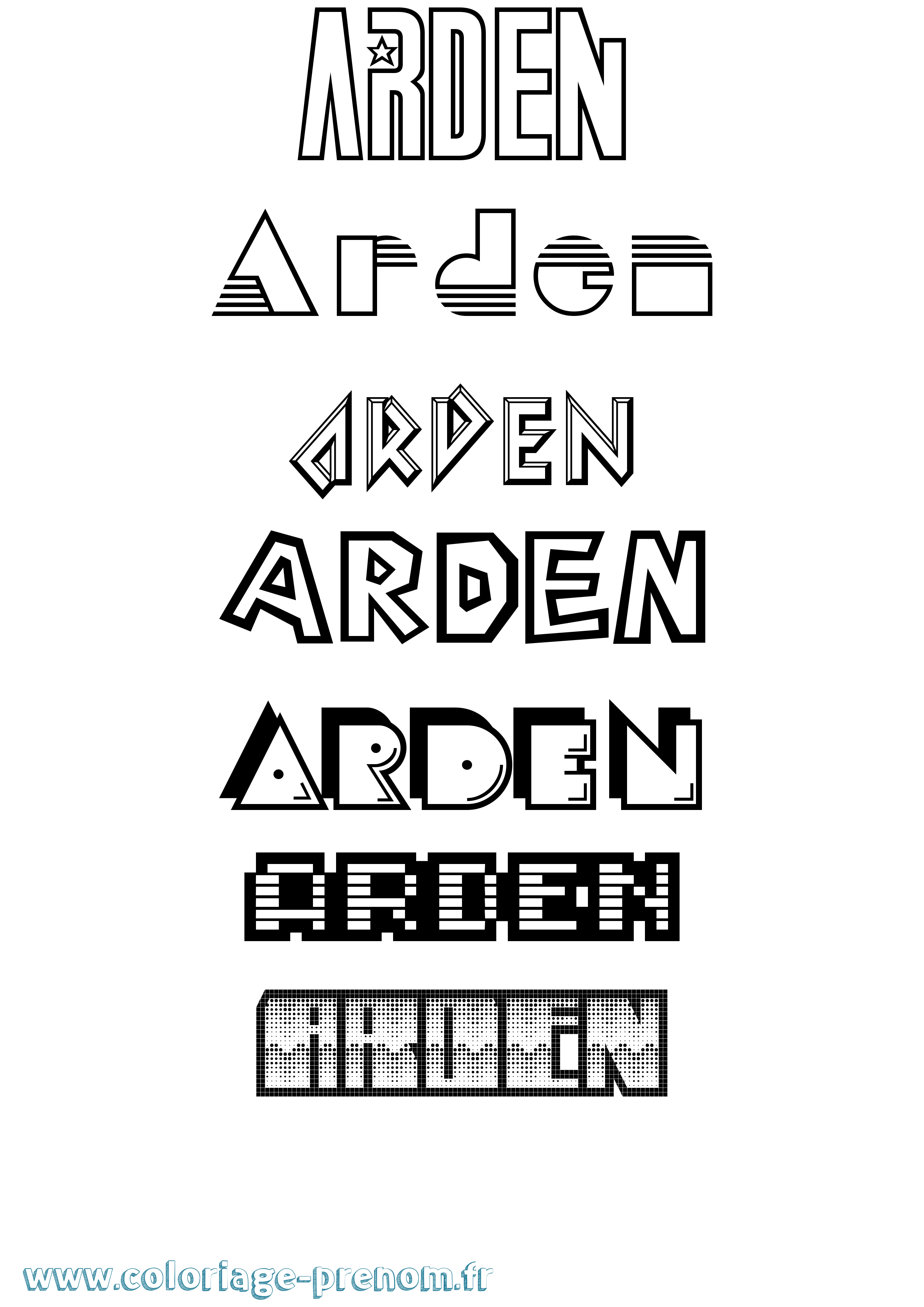 Coloriage Arden Jeux Vidéos Coloriage prénom Arden Jeux Vidéos