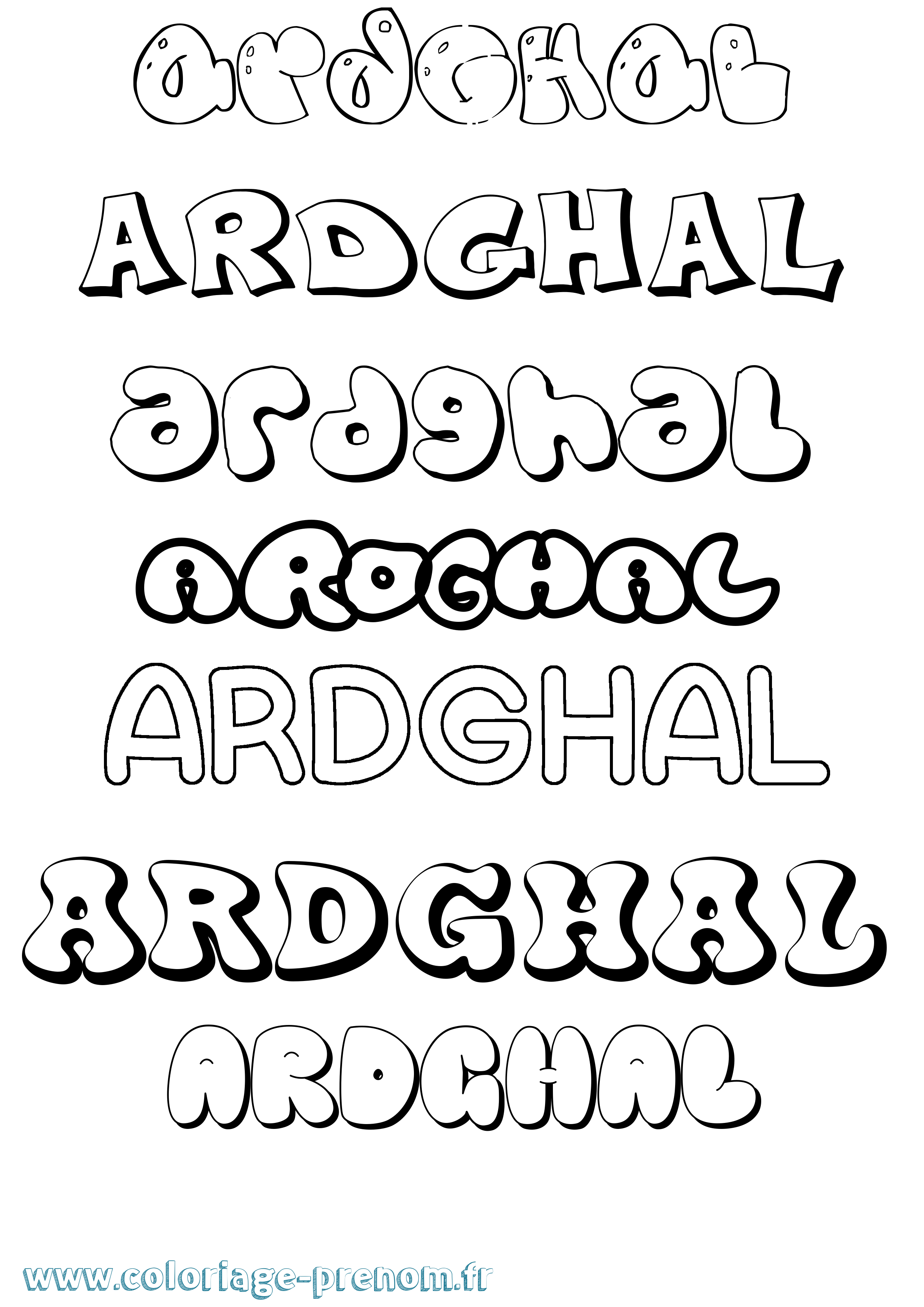 Coloriage Ardghal Bubble Coloriage prénom Ardghal Bubble
