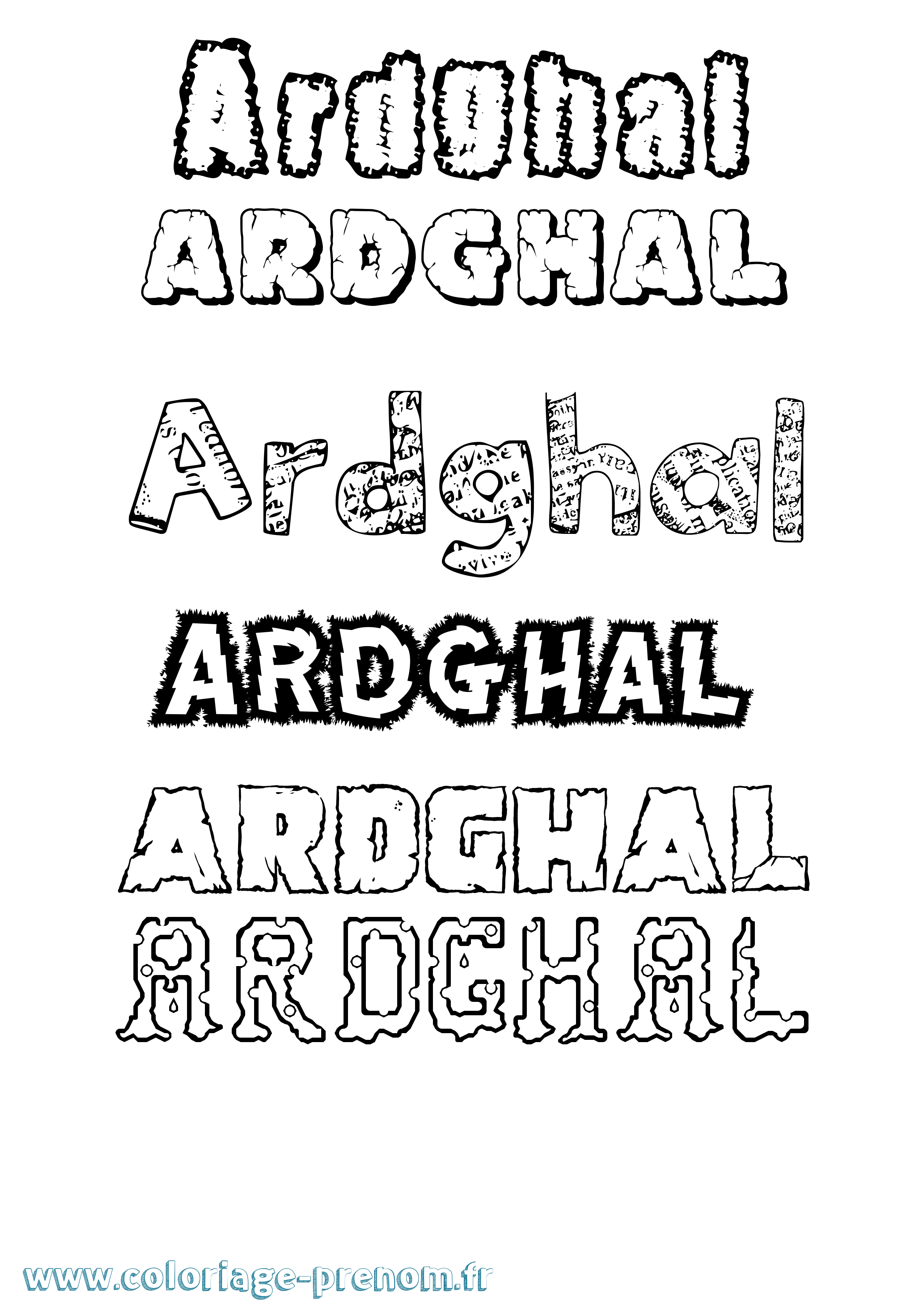Coloriage Ardghal Destructuré Coloriage prénom Ardghal Destructuré