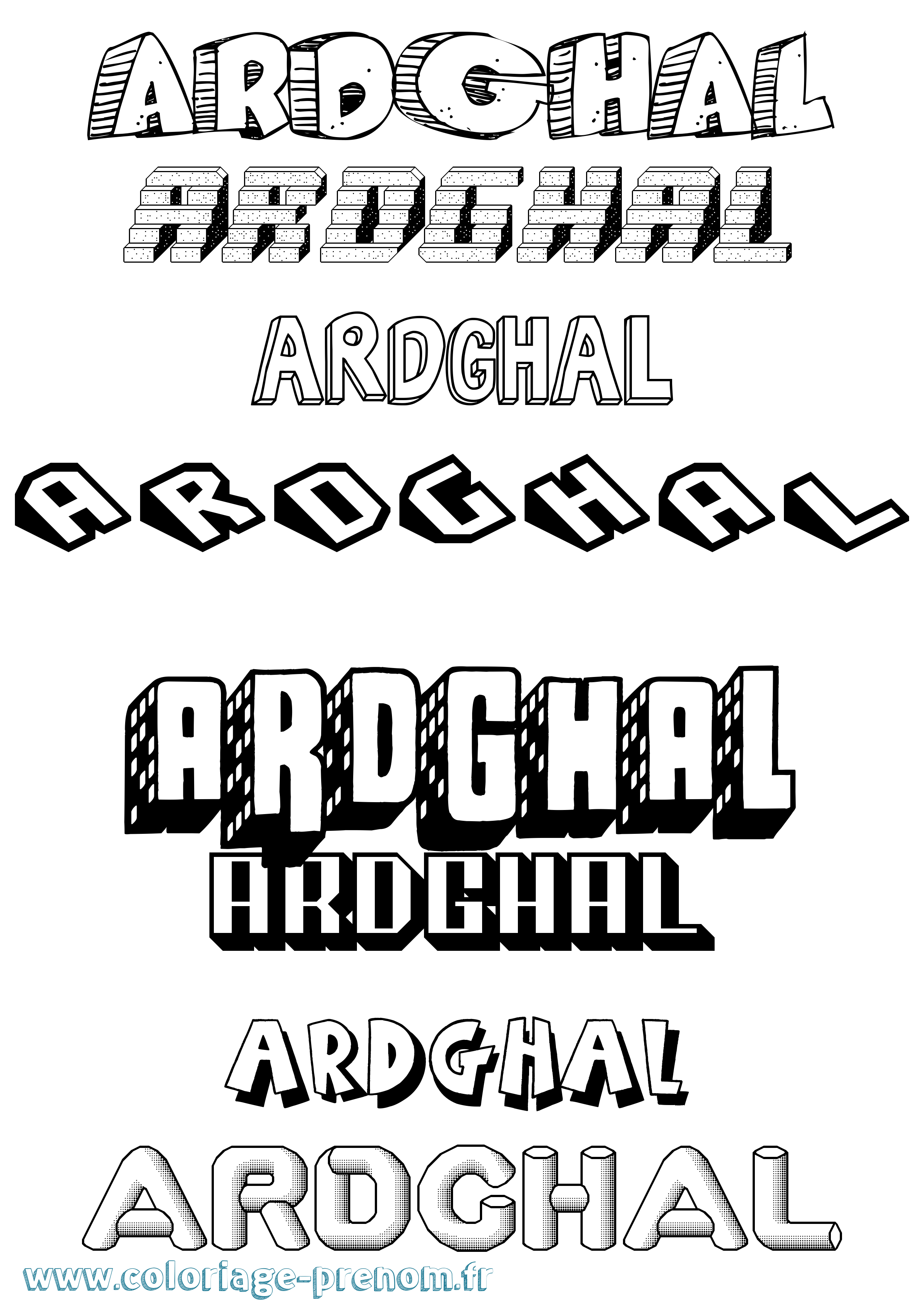 Coloriage Ardghal Effet 3D Coloriage prénom Ardghal Effet 3D