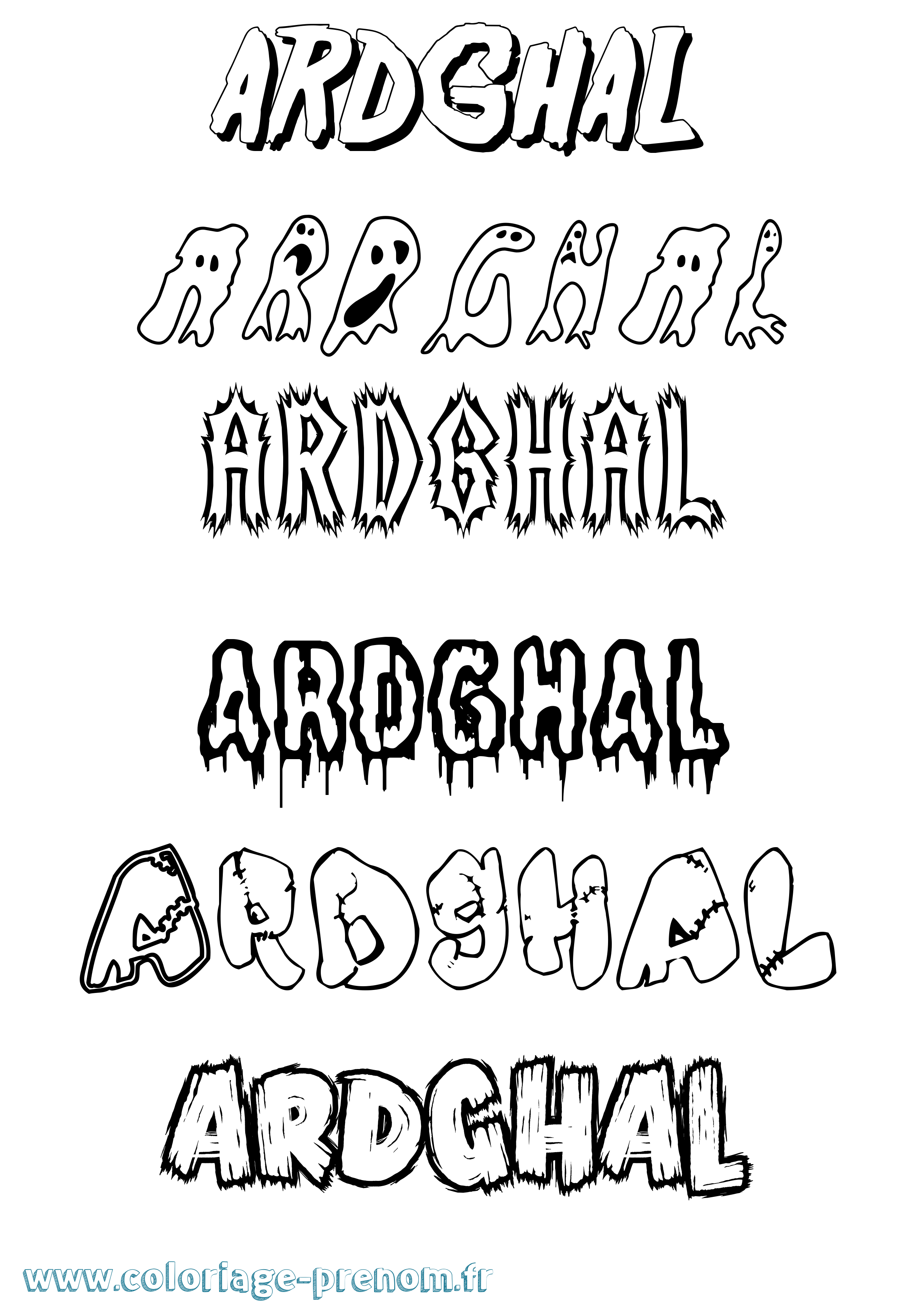 Coloriage Ardghal Frisson Coloriage prénom Ardghal Frisson