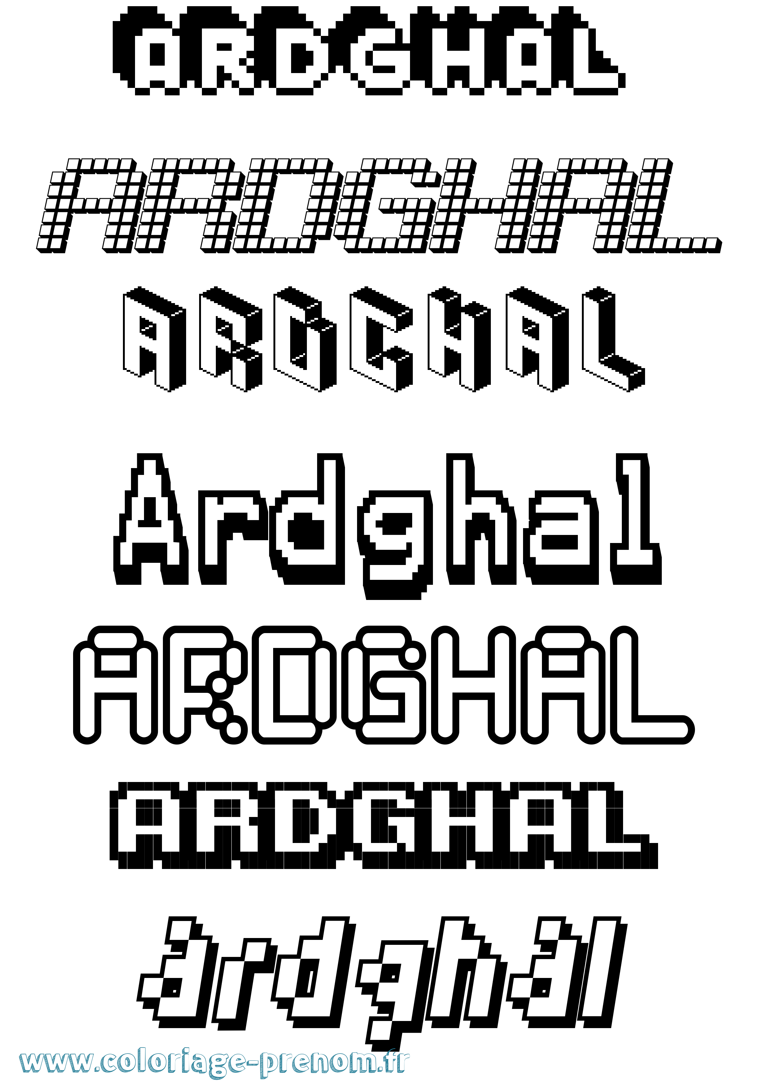 Coloriage Ardghal Pixel Coloriage prénom Ardghal Pixel