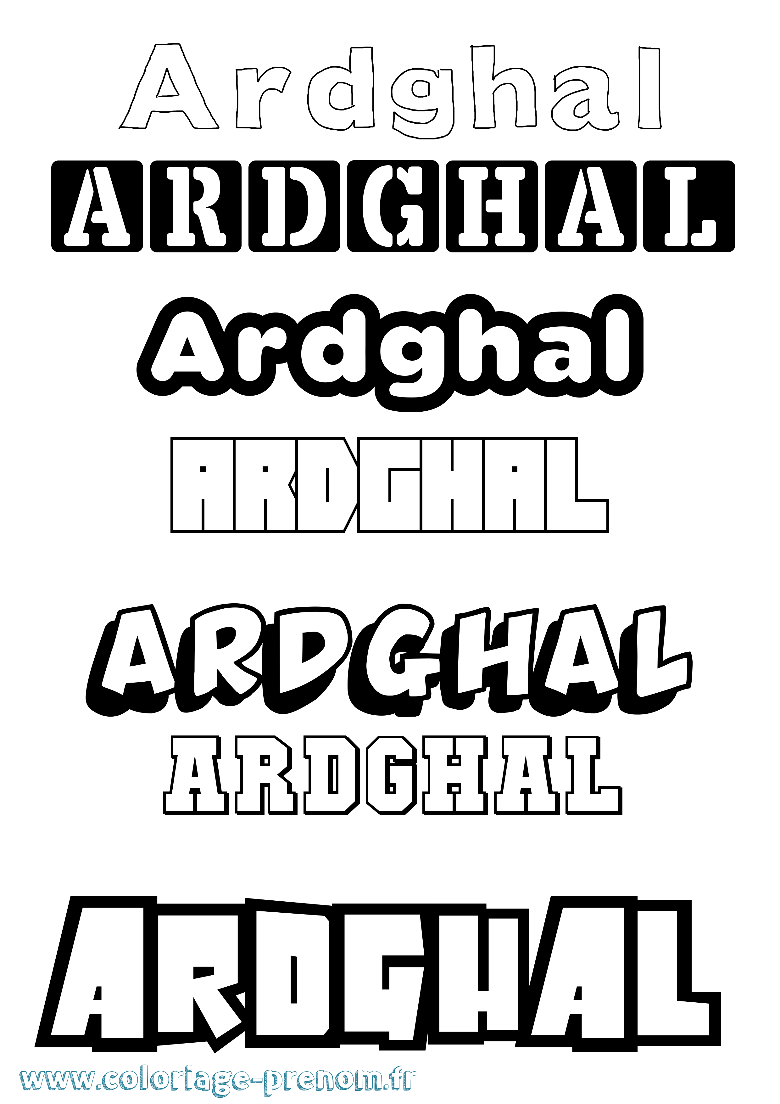 Coloriage Ardghal Simple Coloriage prénom Ardghal Simple
