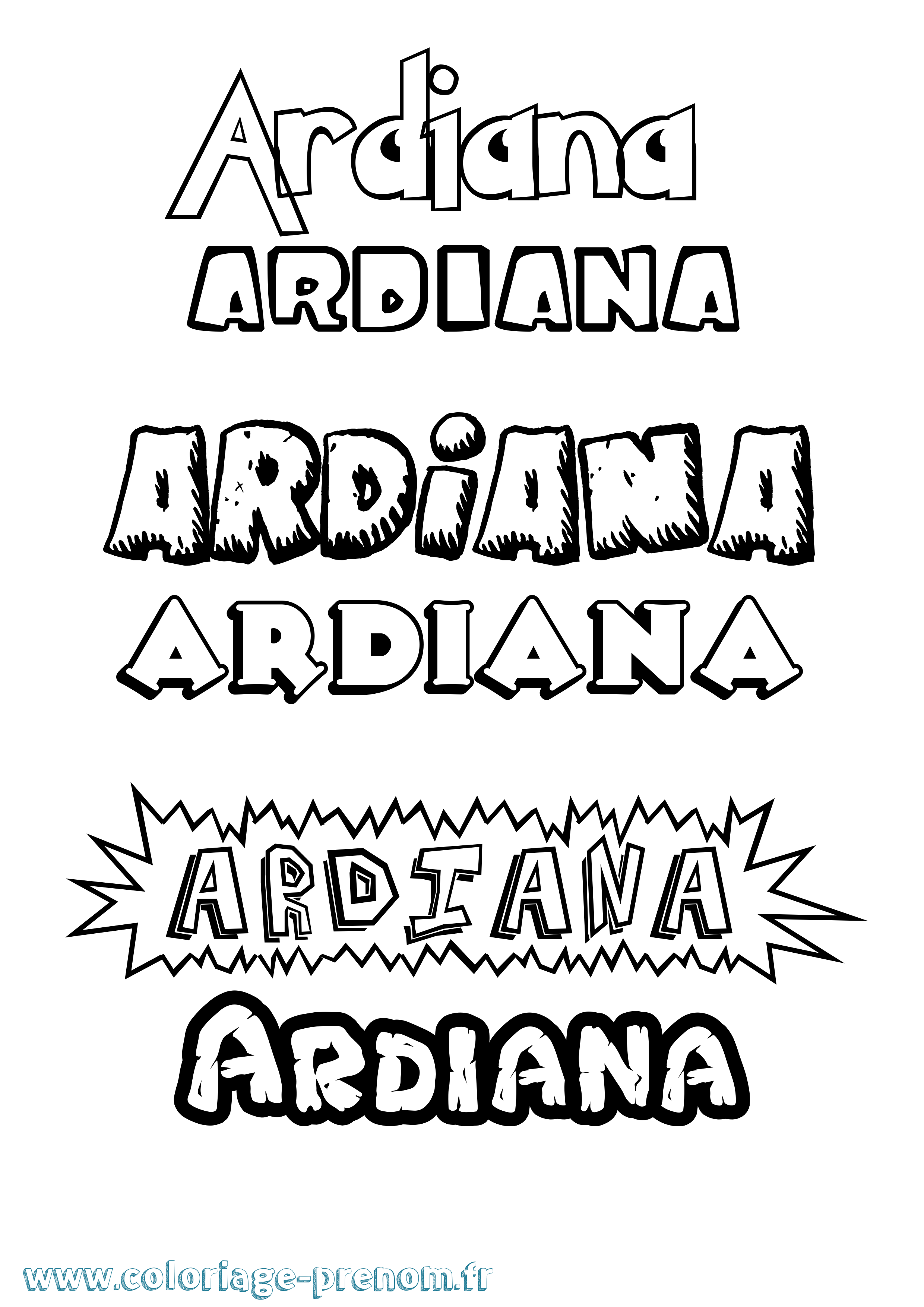 Coloriage Ardiana Dessin Animé Coloriage prénom Ardiana Dessin Animé