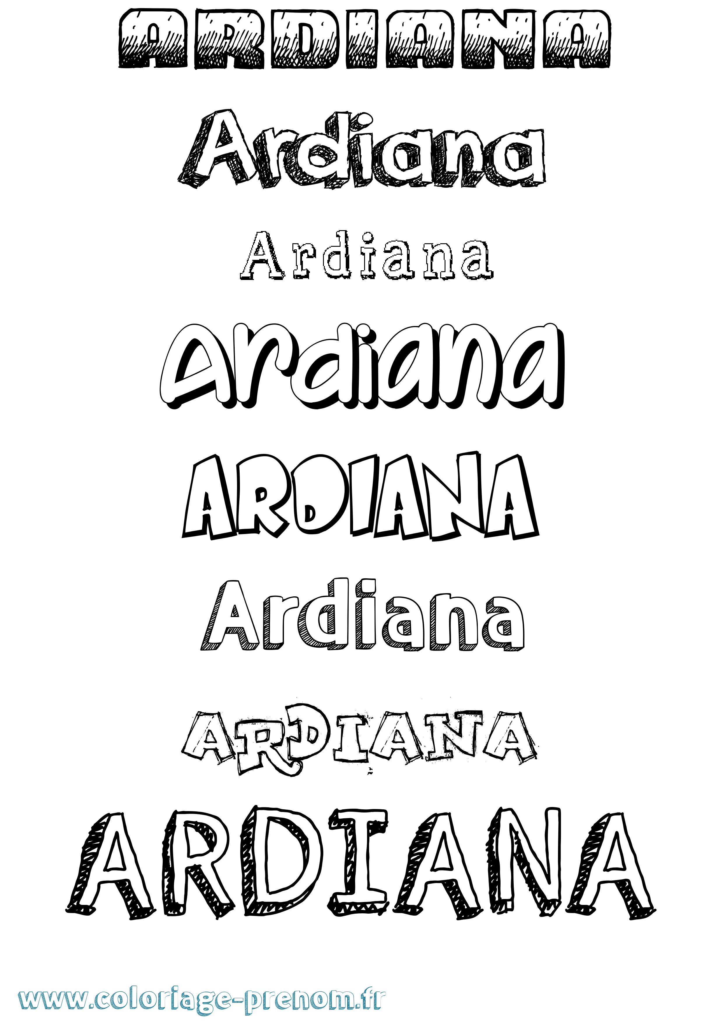 Coloriage Ardiana Dessiné Coloriage prénom Ardiana Dessiné