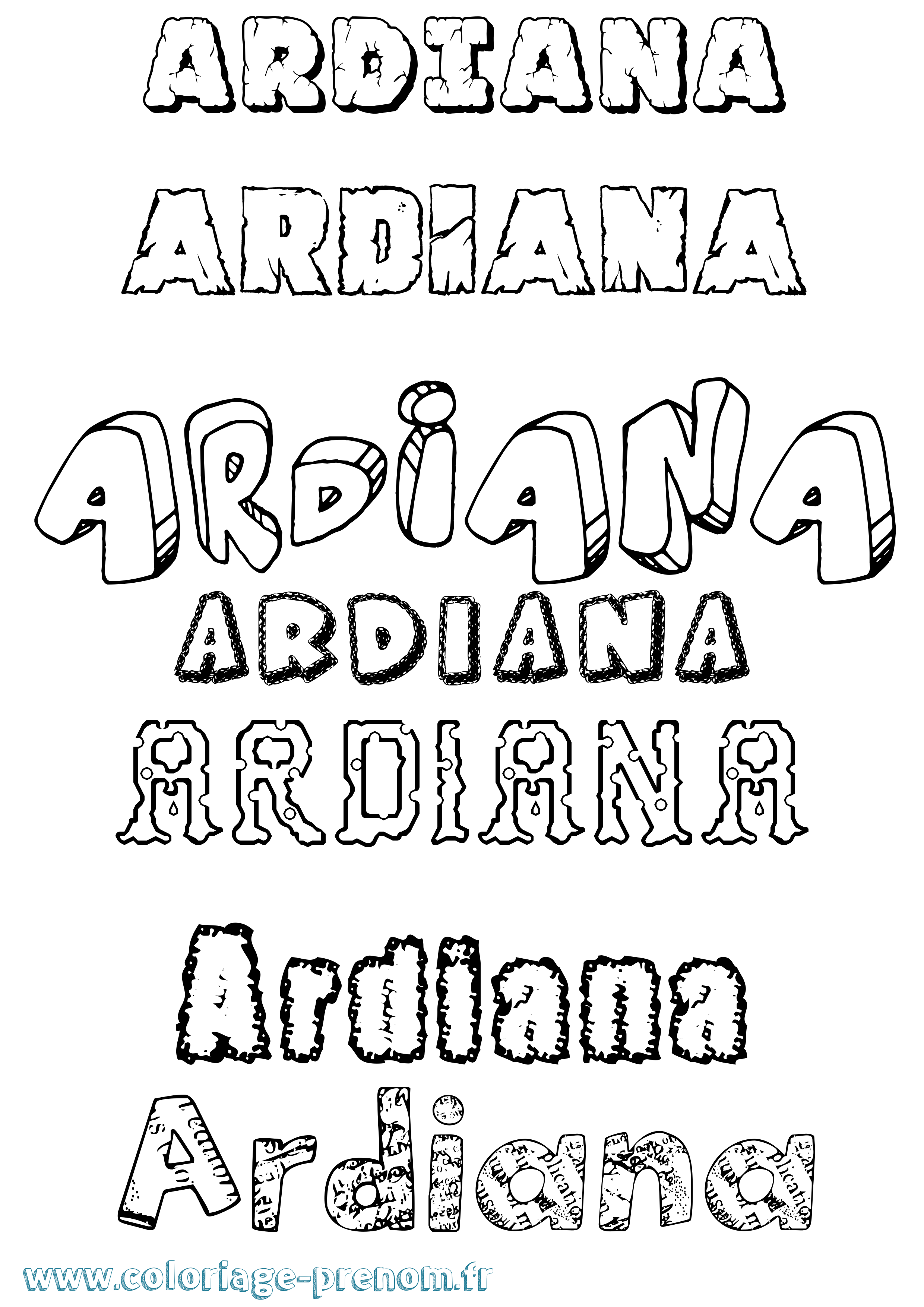 Coloriage Ardiana Destructuré Coloriage prénom Ardiana Destructuré