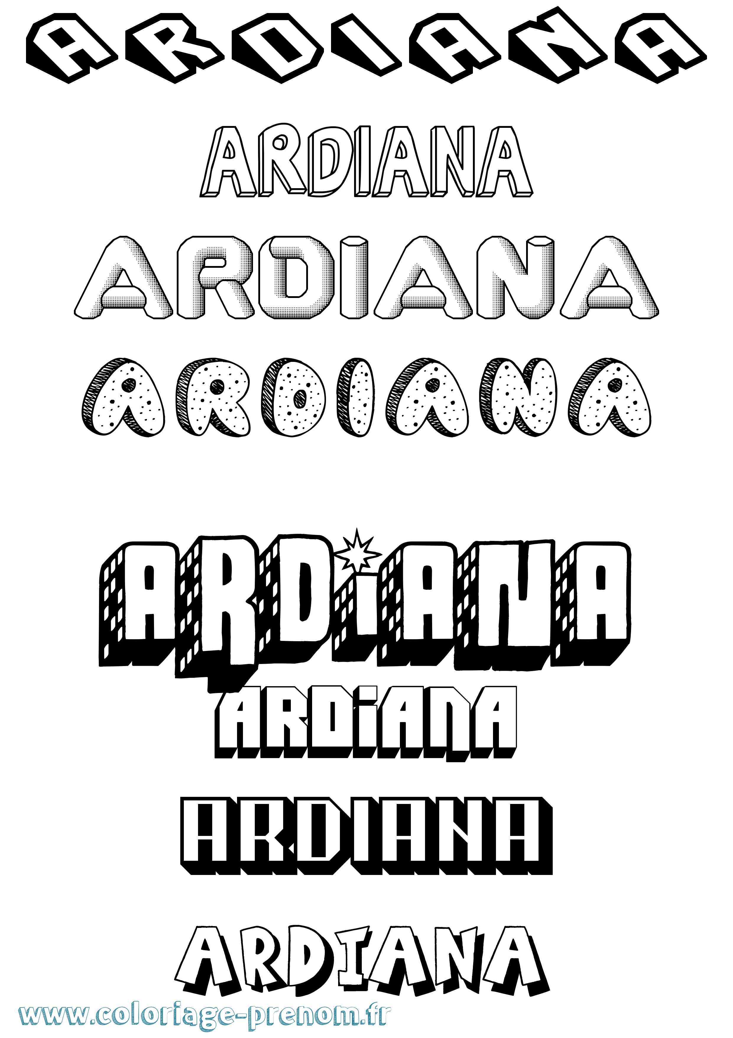 Coloriage Ardiana Effet 3D Coloriage prénom Ardiana Effet 3D