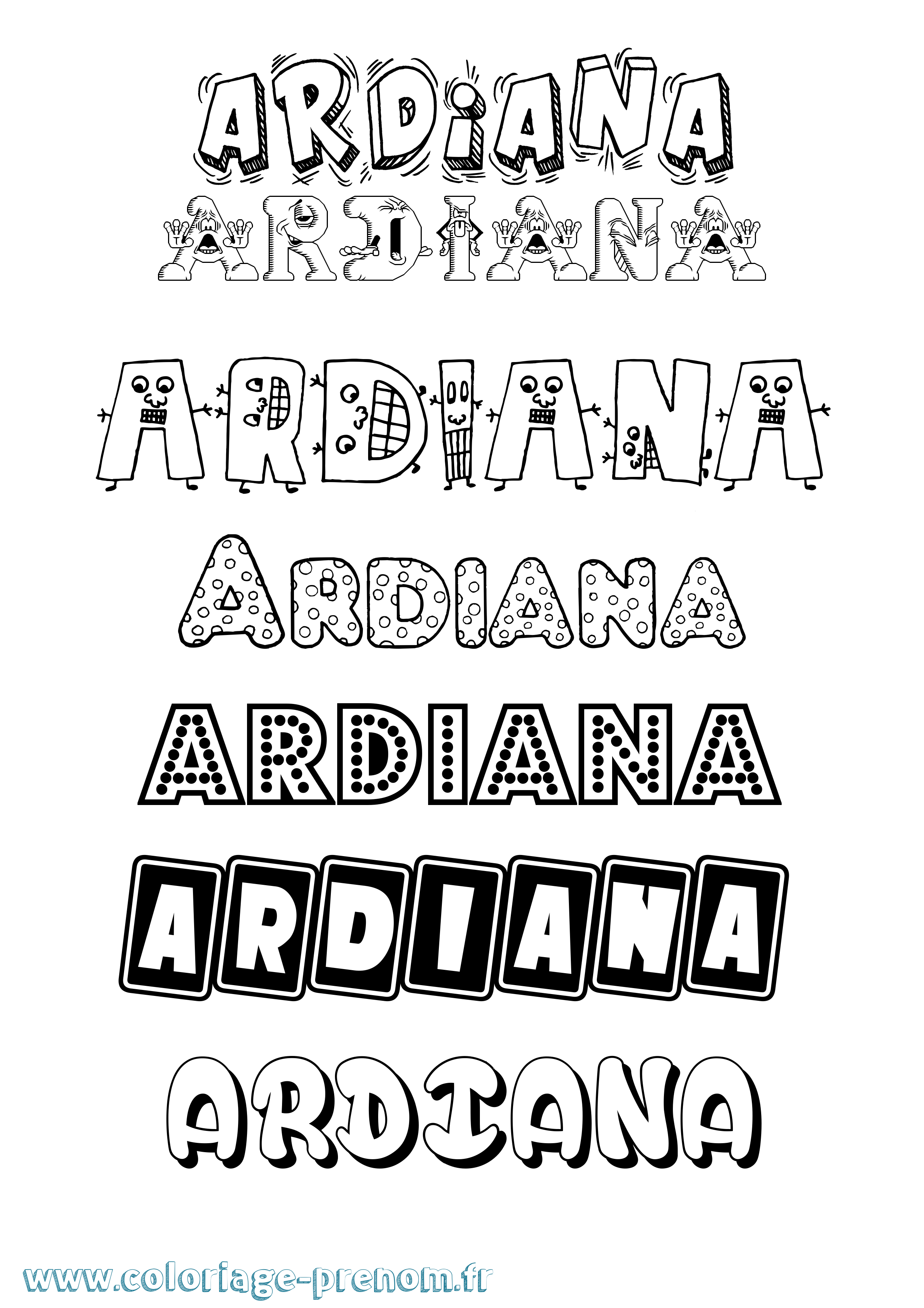 Coloriage Ardiana Fun Coloriage prénom Ardiana Fun