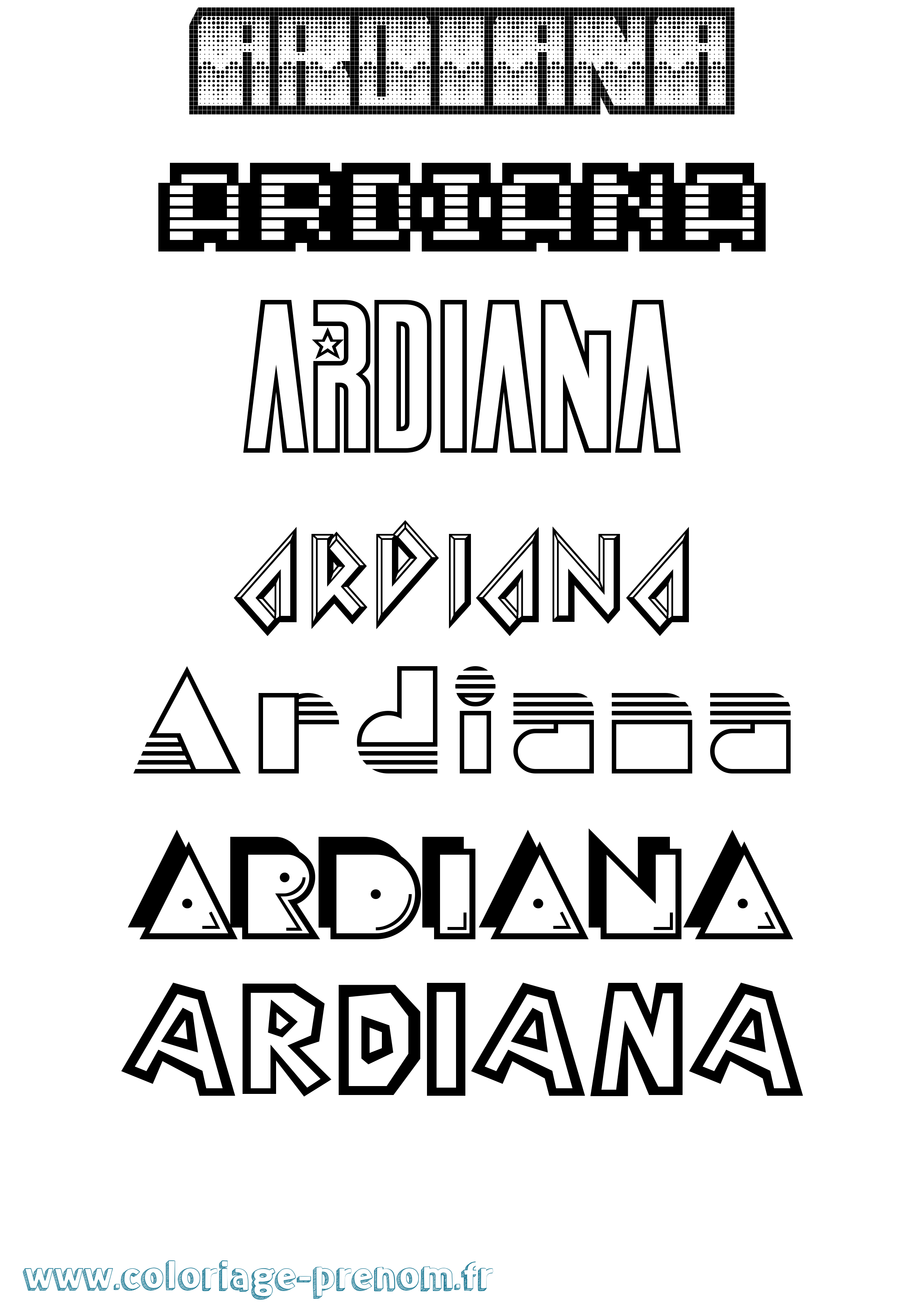 Coloriage Ardiana Jeux Vidéos Coloriage prénom Ardiana Jeux Vidéos