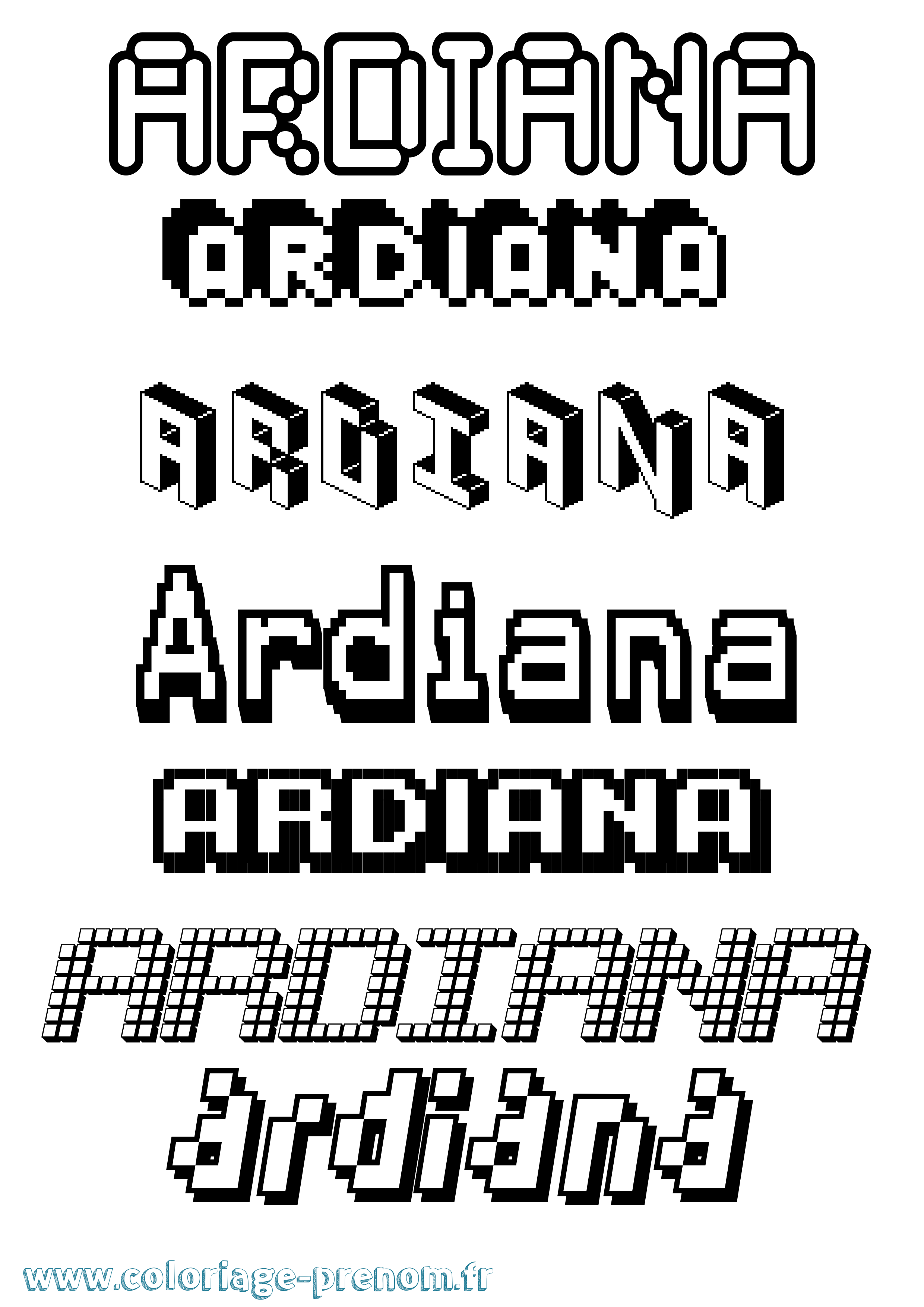 Coloriage Ardiana Pixel Coloriage prénom Ardiana Pixel