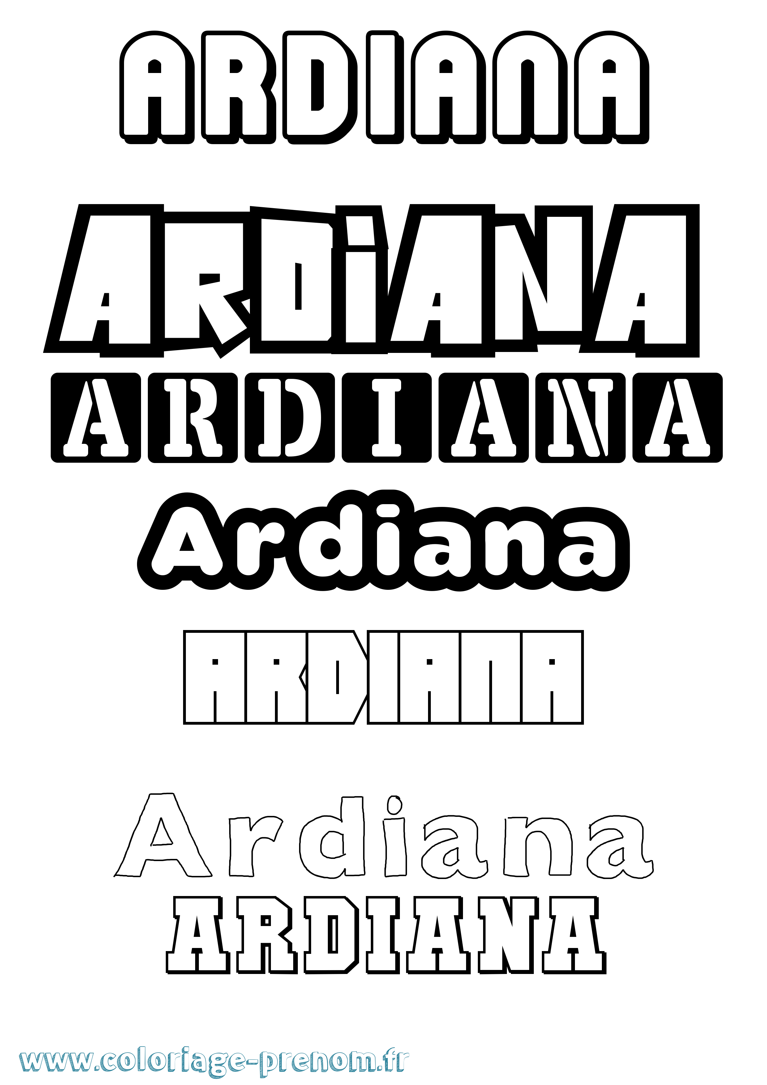 Coloriage Ardiana Simple Coloriage prénom Ardiana Simple