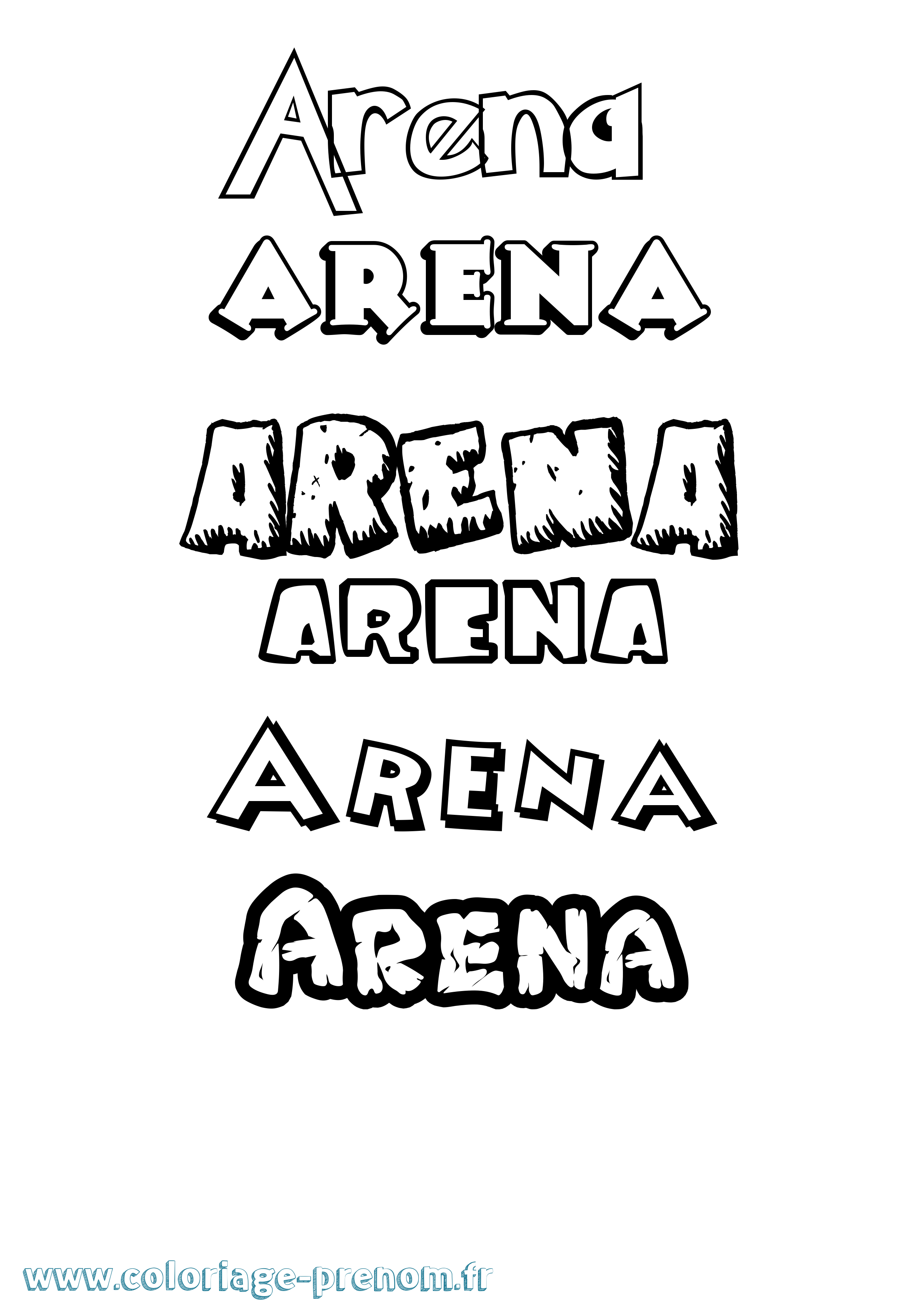 Coloriage Arena Dessin Animé Coloriage prénom Arena Dessin Animé