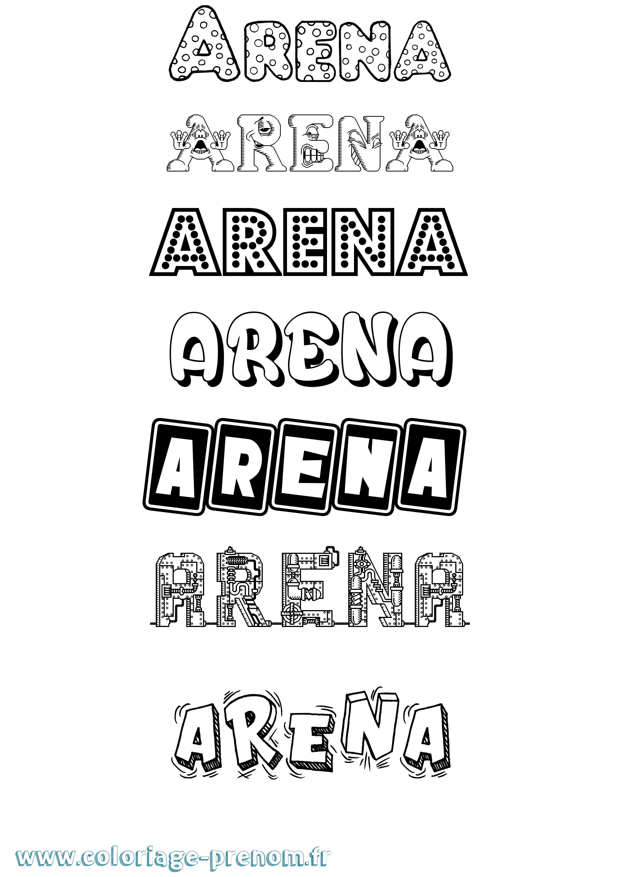 Coloriage Arena Fun Coloriage prénom Arena Fun