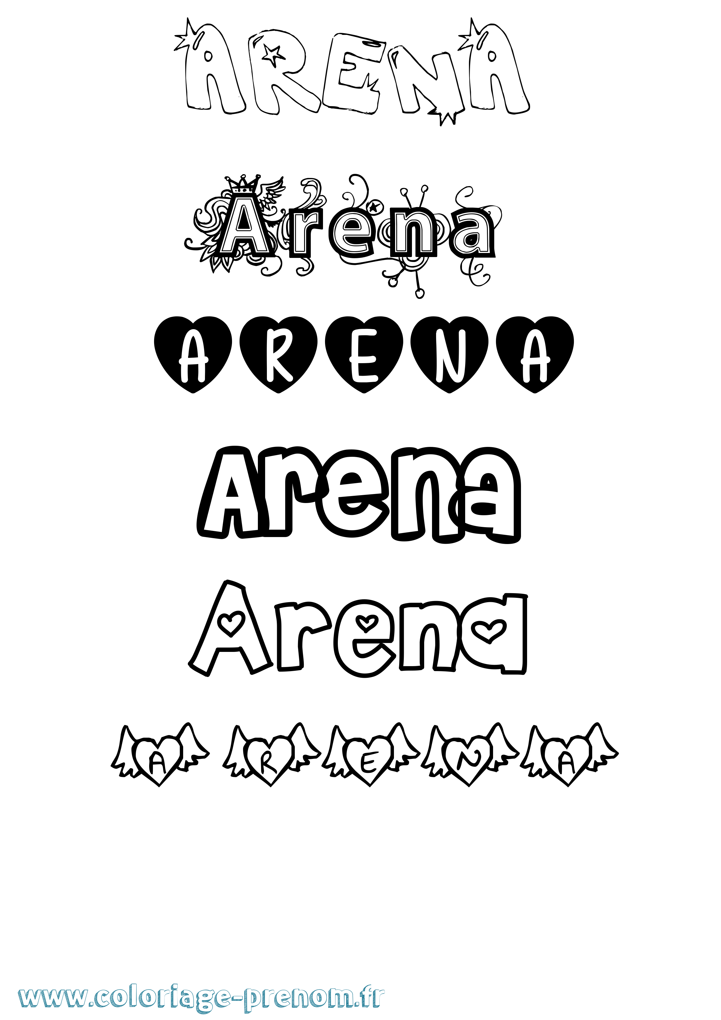 Coloriage Arena Girly Coloriage prénom Arena Girly