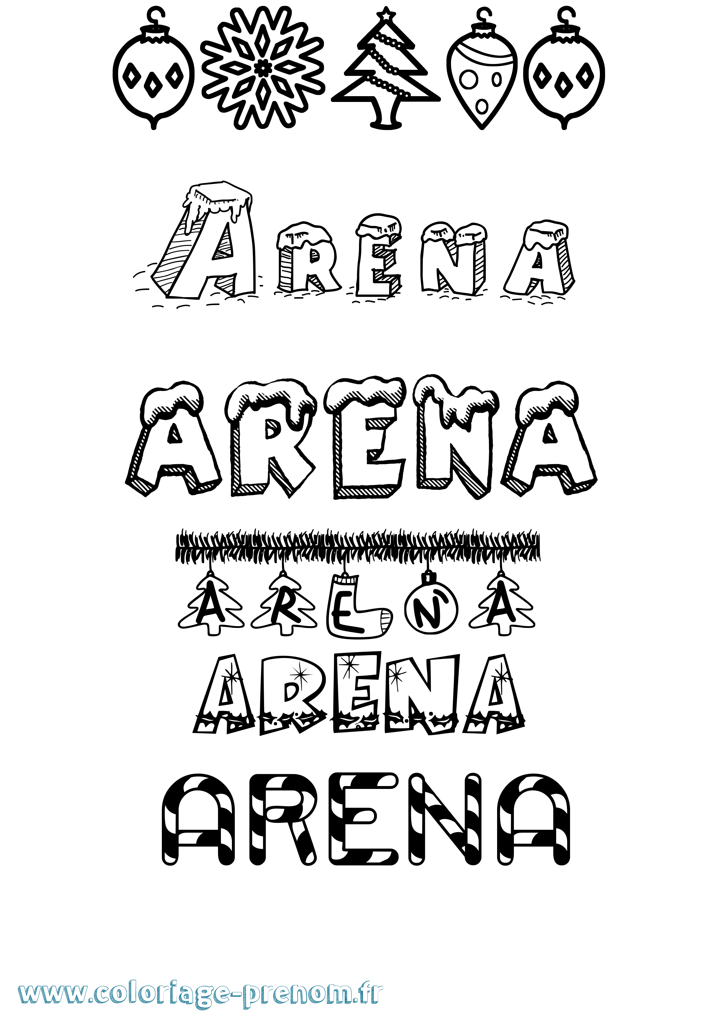 Coloriage Arena Noël Coloriage prénom Arena Noël