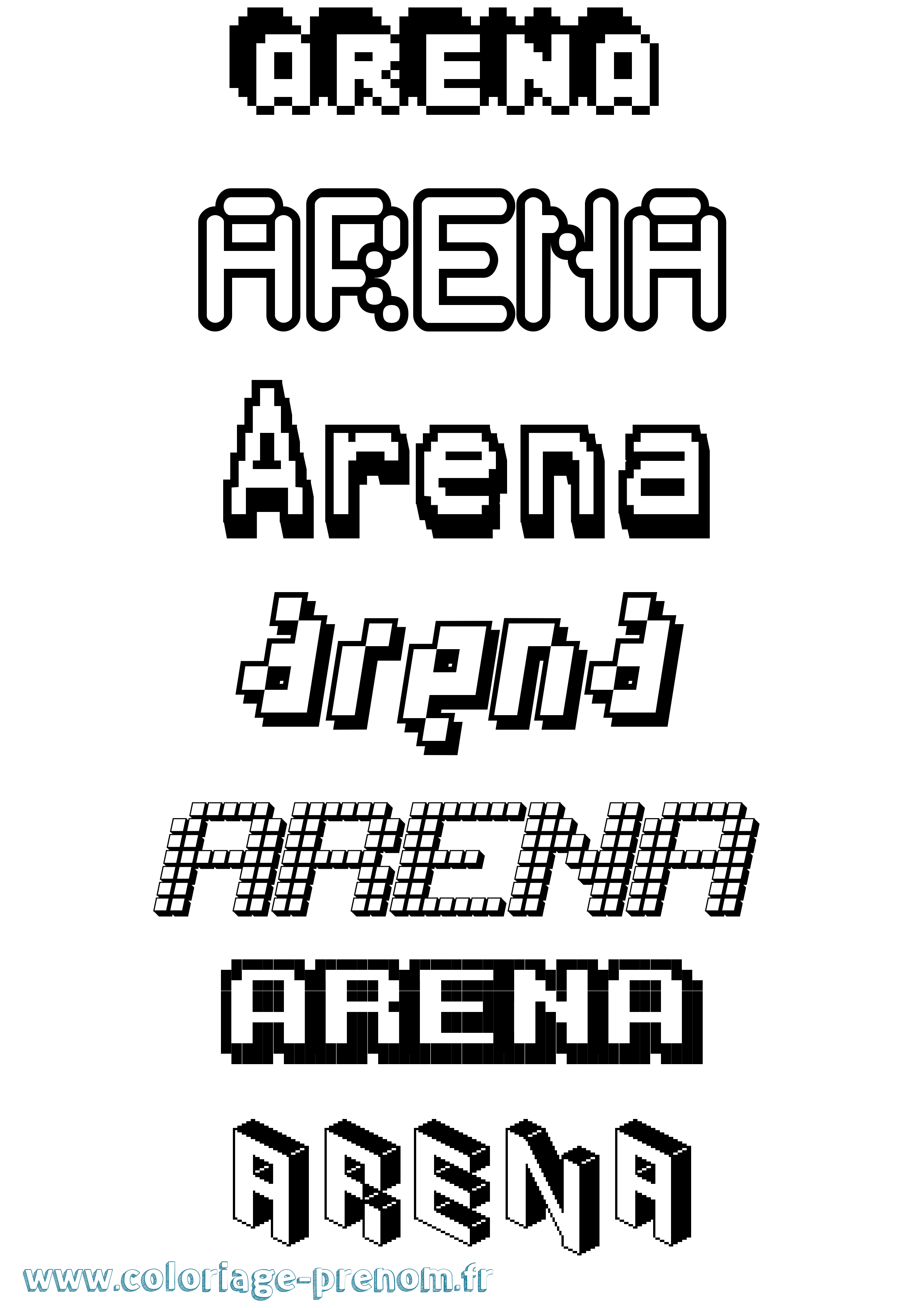 Coloriage Arena Pixel Coloriage prénom Arena Pixel