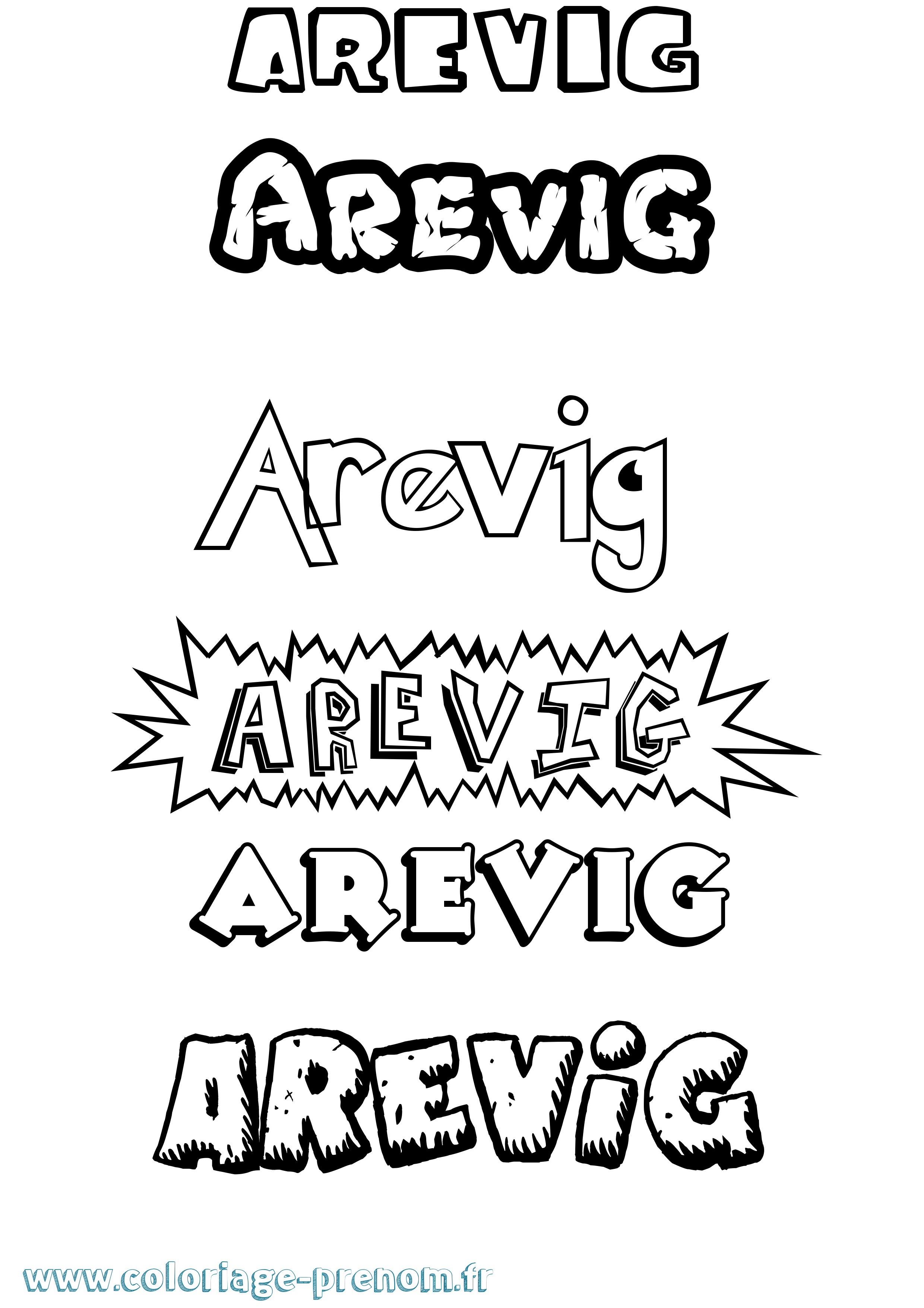 Coloriage Arevig Dessin Animé Coloriage prénom Arevig Dessin Animé