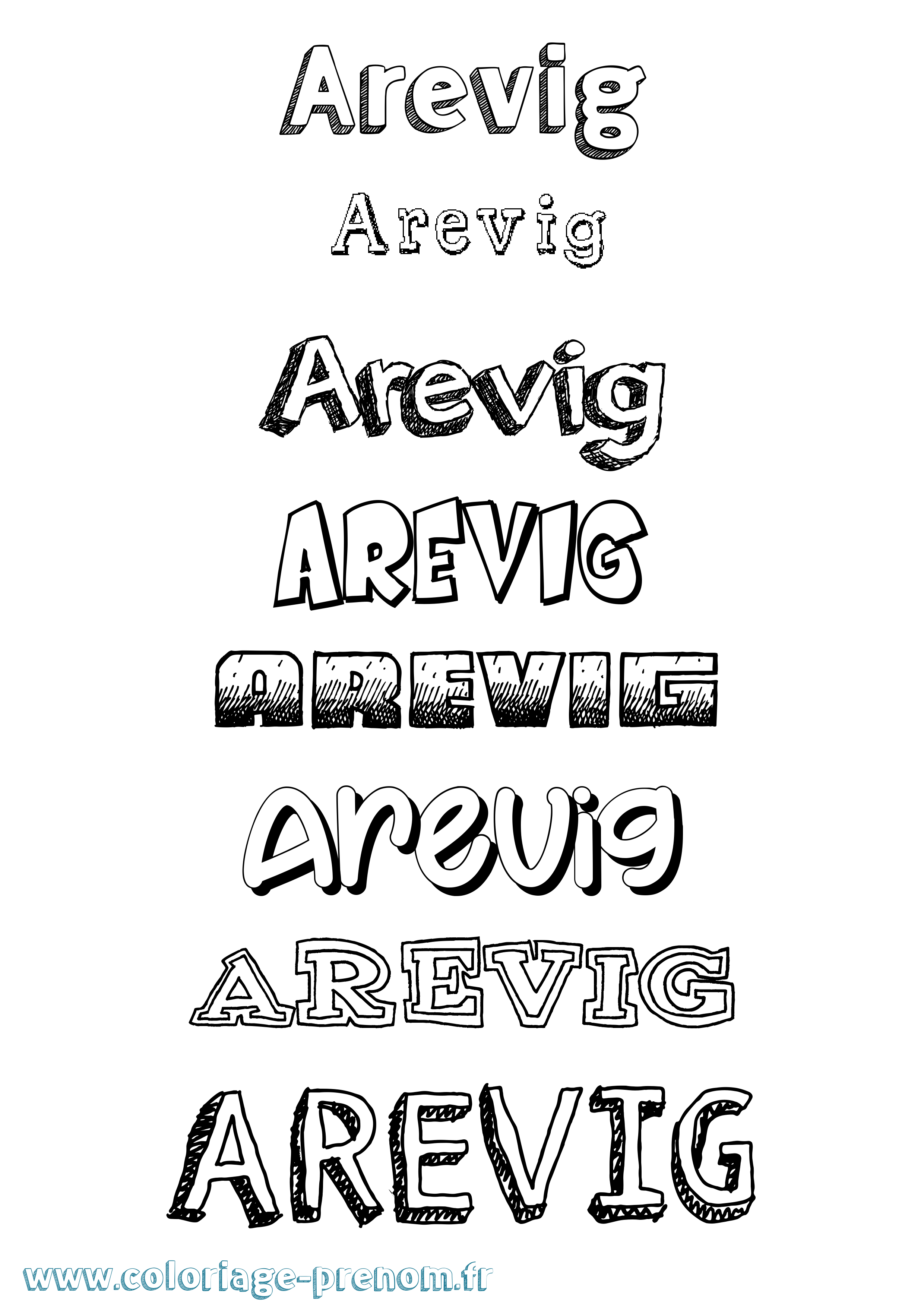 Coloriage Arevig Dessiné Coloriage prénom Arevig Dessiné