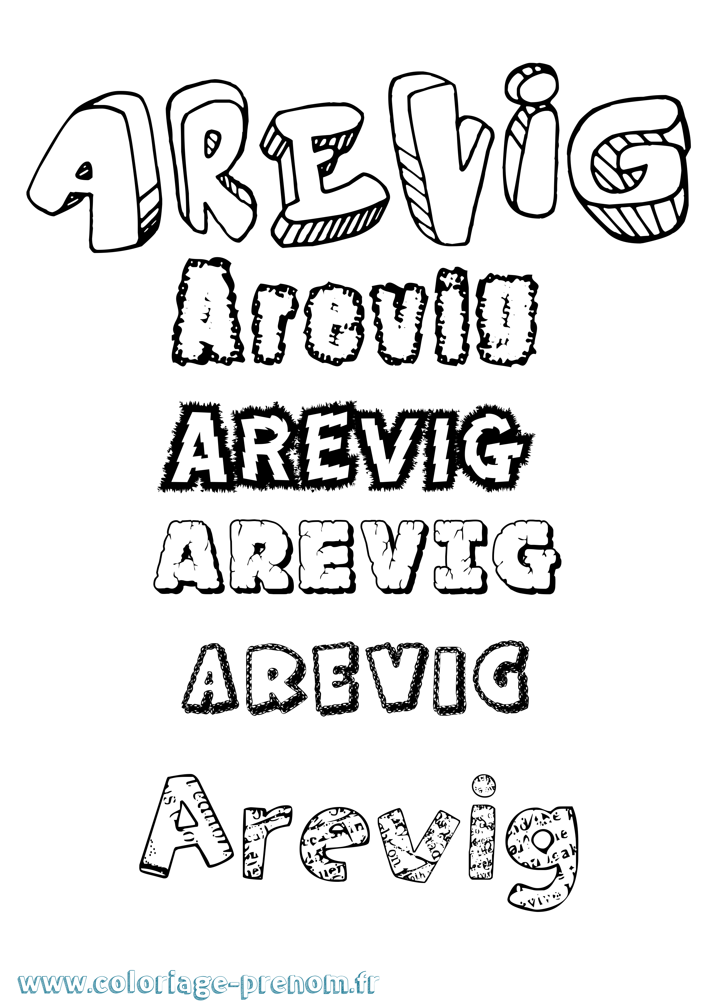 Coloriage Arevig Destructuré Coloriage prénom Arevig Destructuré