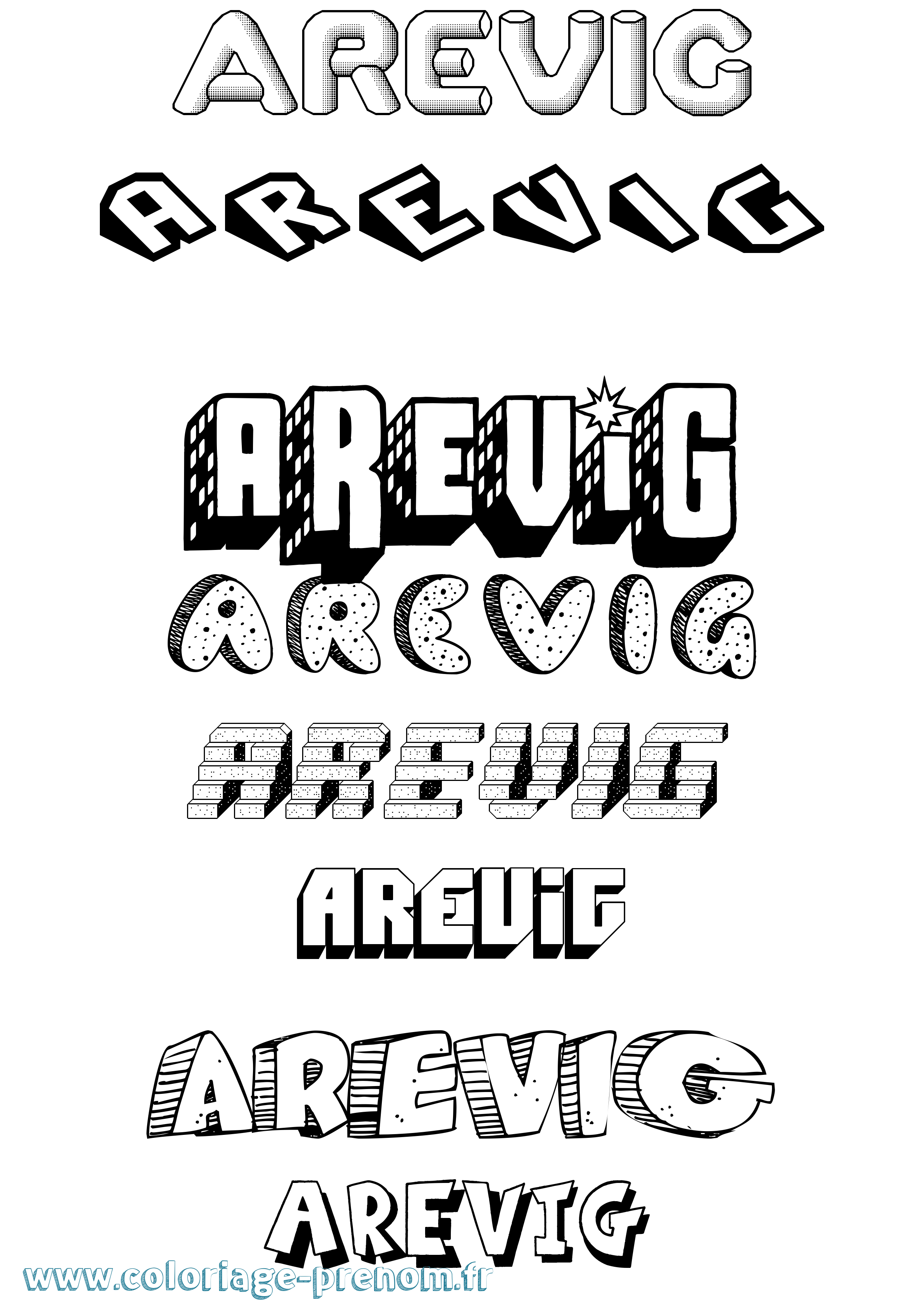 Coloriage Arevig Effet 3D Coloriage prénom Arevig Effet 3D