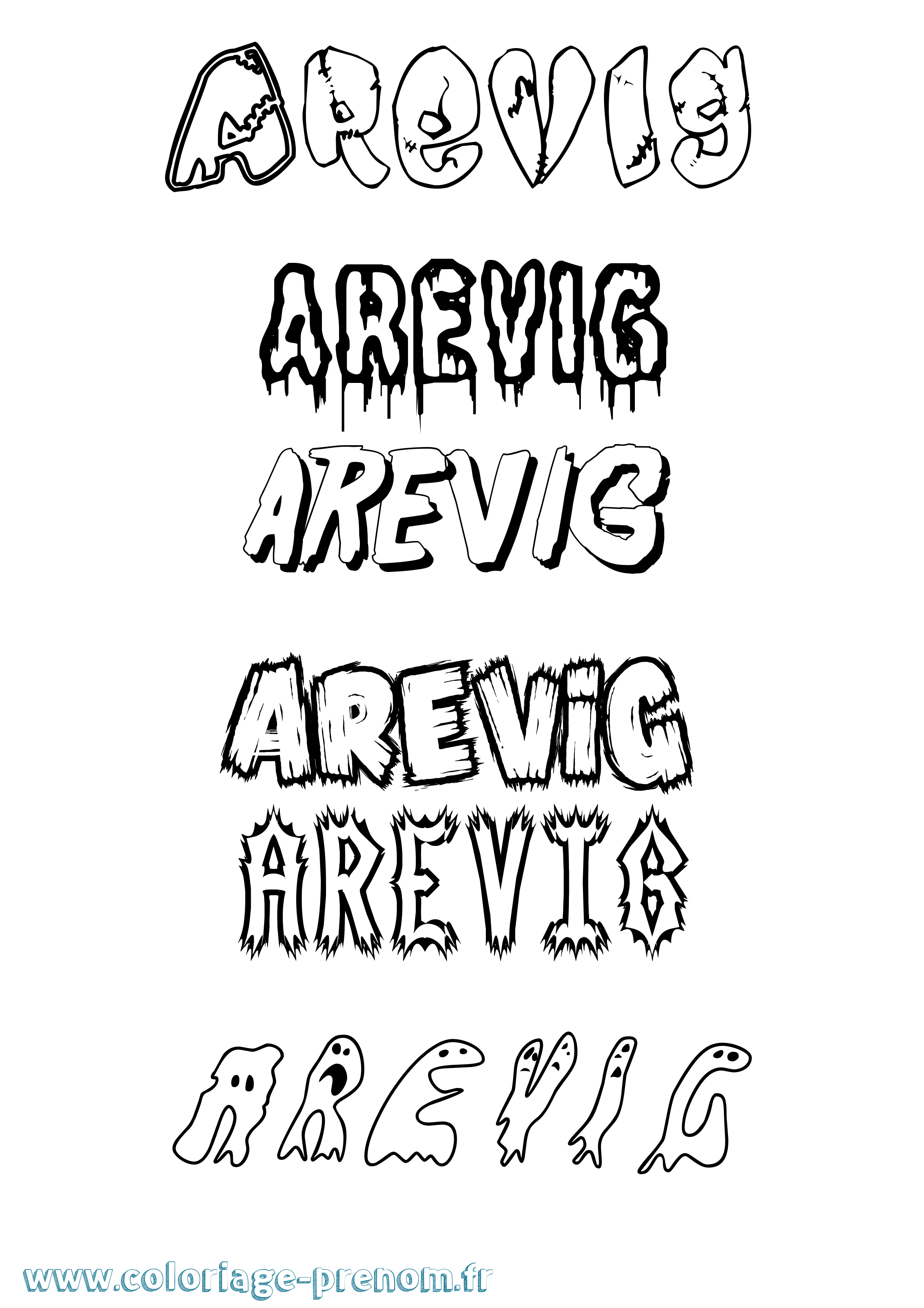 Coloriage Arevig Frisson Coloriage prénom Arevig Frisson
