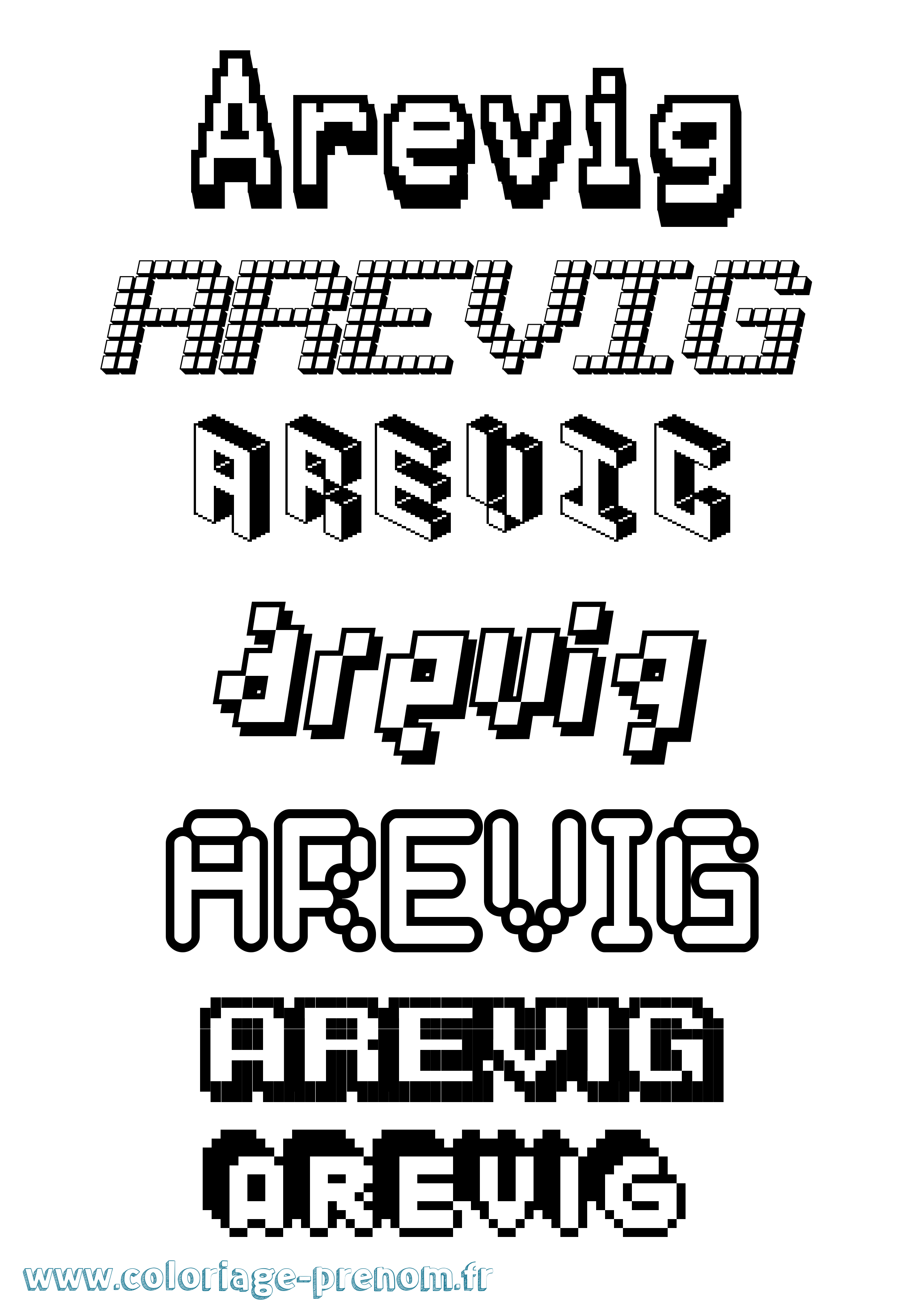 Coloriage Arevig Pixel Coloriage prénom Arevig Pixel