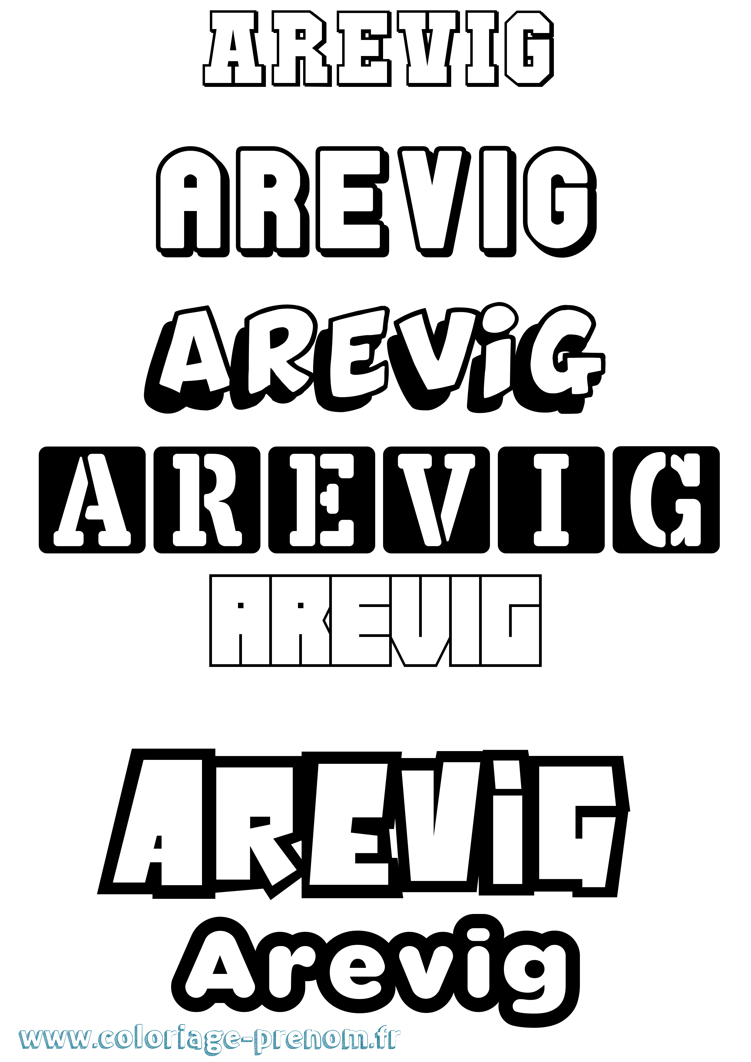 Coloriage Arevig Simple Coloriage prénom Arevig Simple