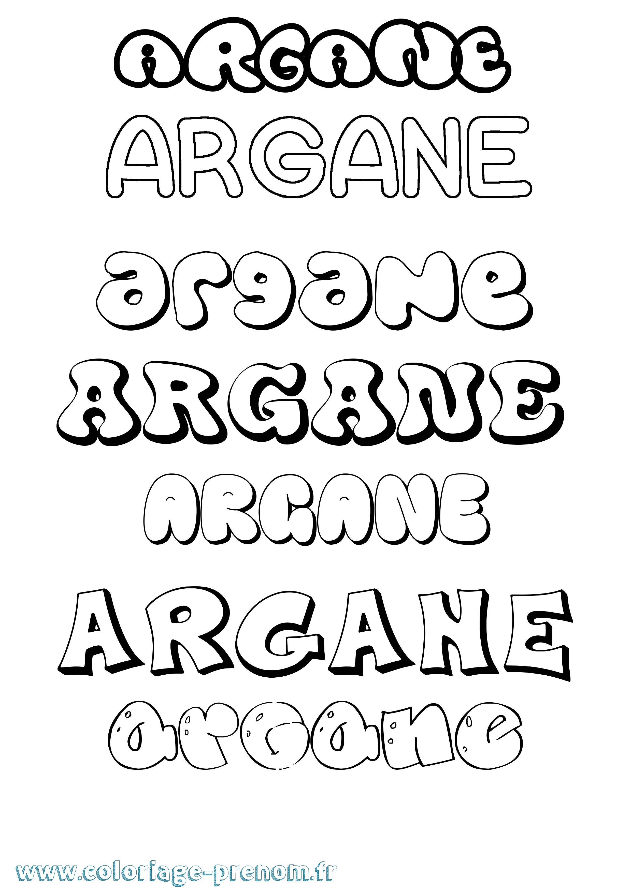Coloriage Argane Bubble Coloriage prénom Argane Bubble
