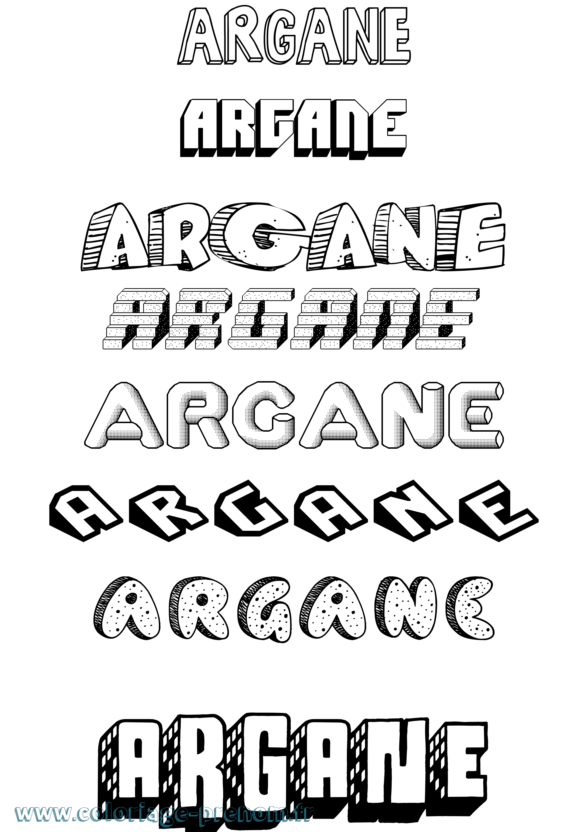 Coloriage Argane Effet 3D Coloriage prénom Argane Effet 3D
