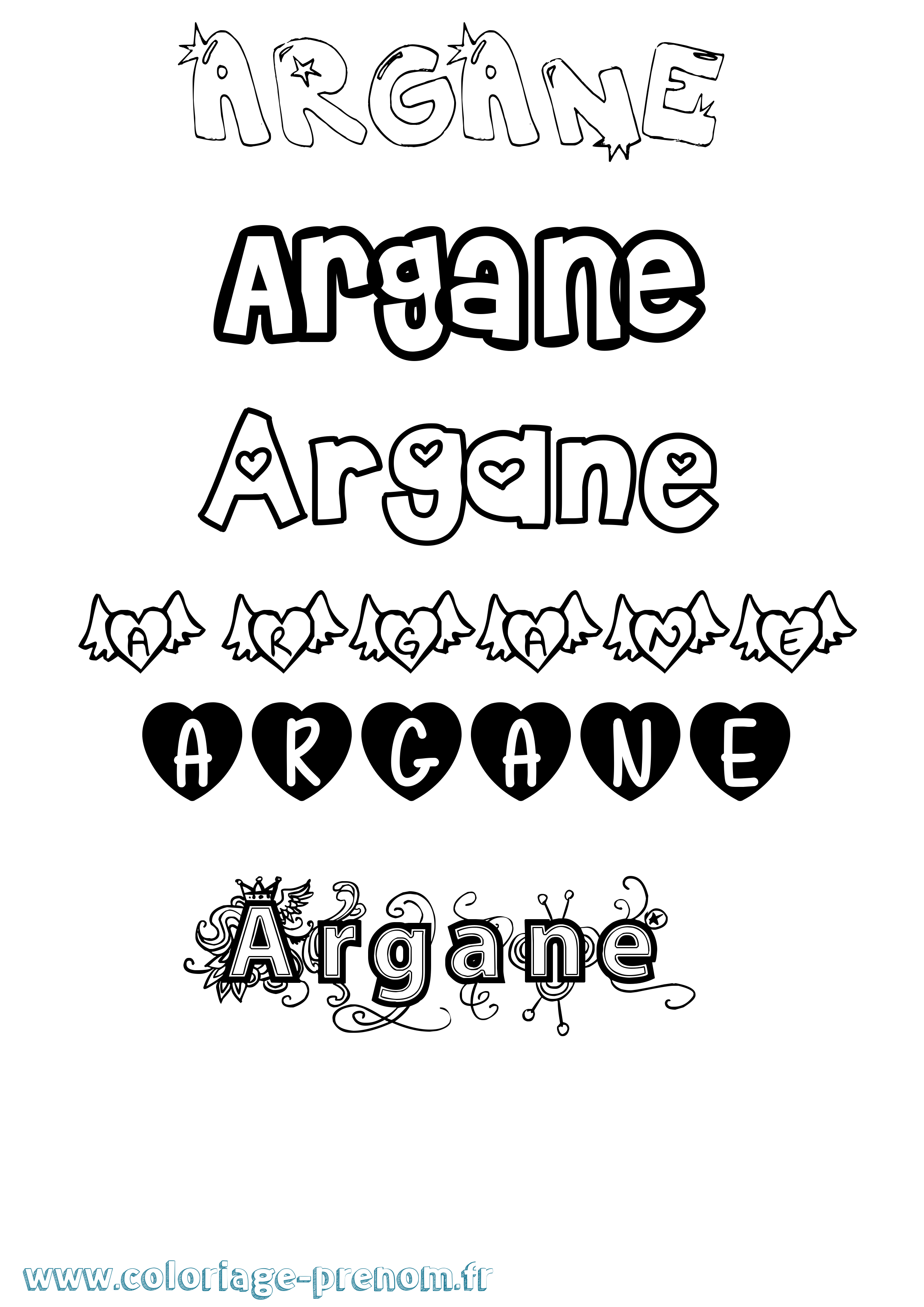 Coloriage Argane Girly Coloriage prénom Argane Girly