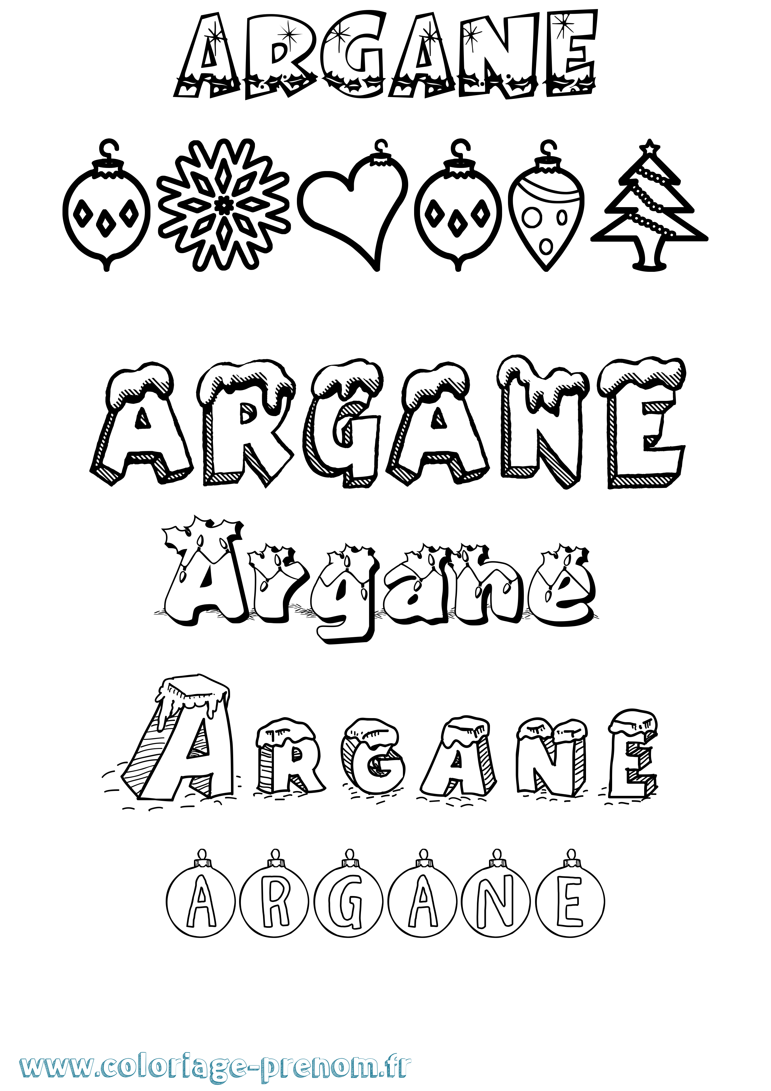 Coloriage Argane Noël Coloriage prénom Argane Noël
