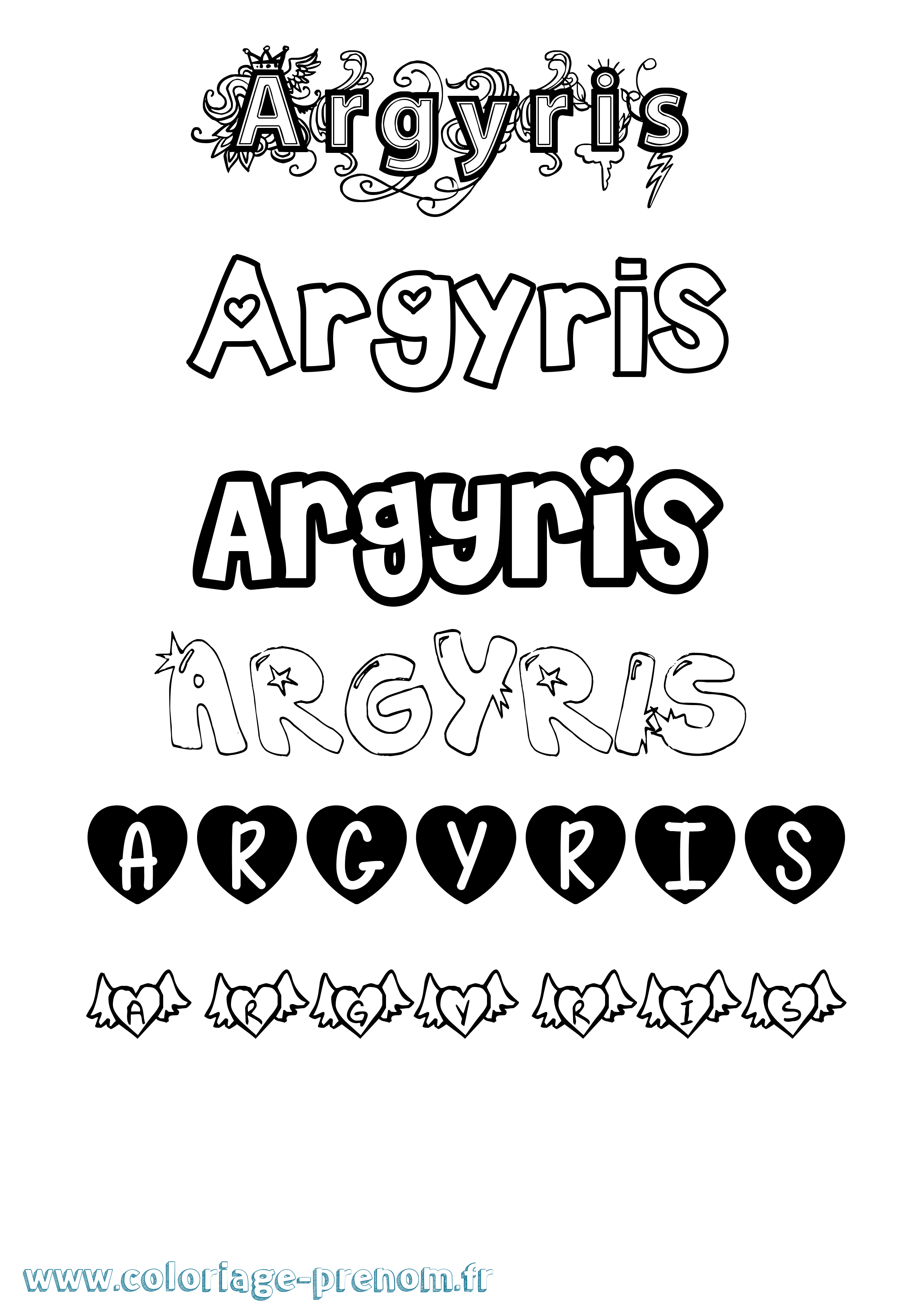 Coloriage Argyris Girly Coloriage prénom Argyris Girly