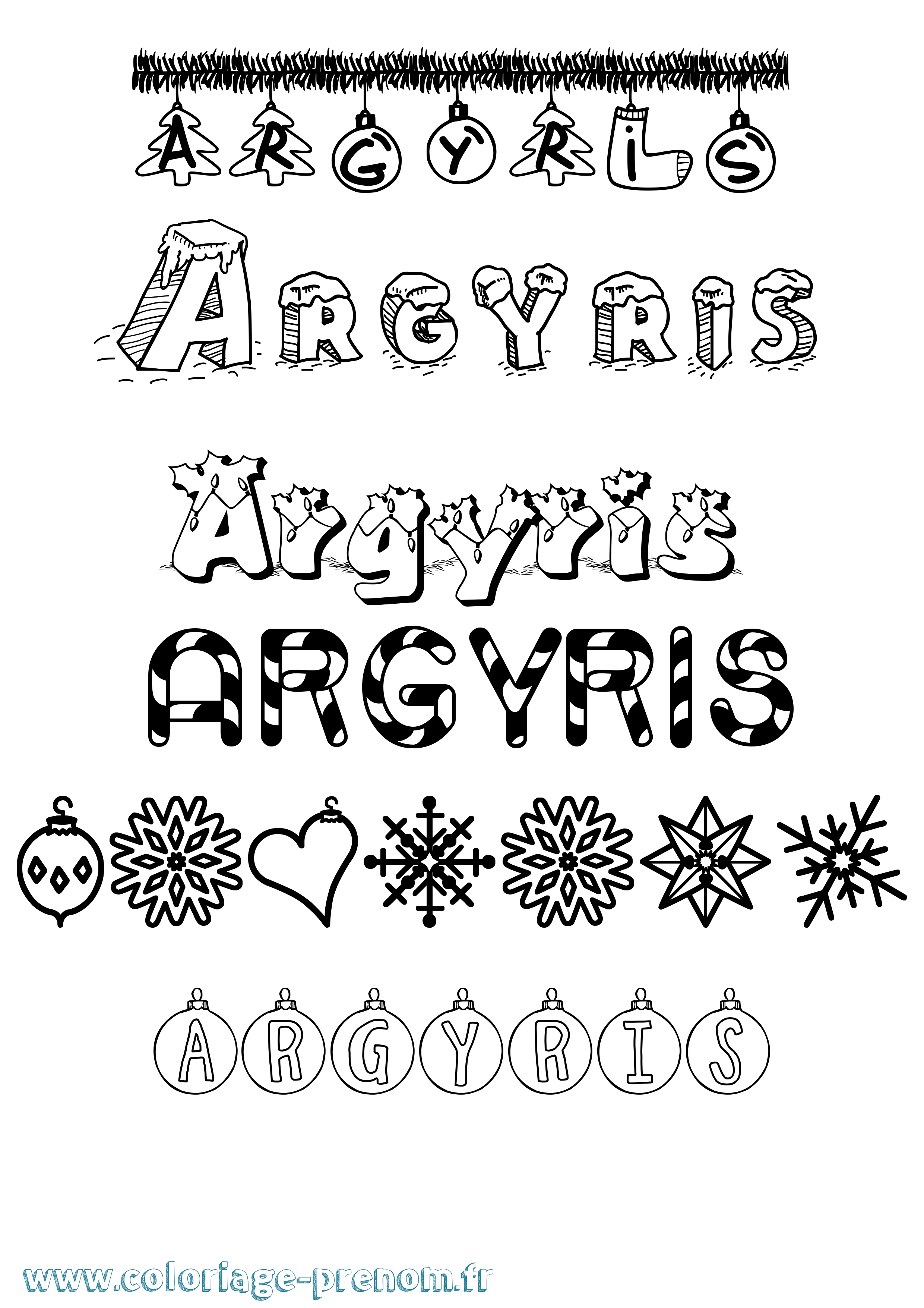 Coloriage Argyris Noël Coloriage prénom Argyris Noël