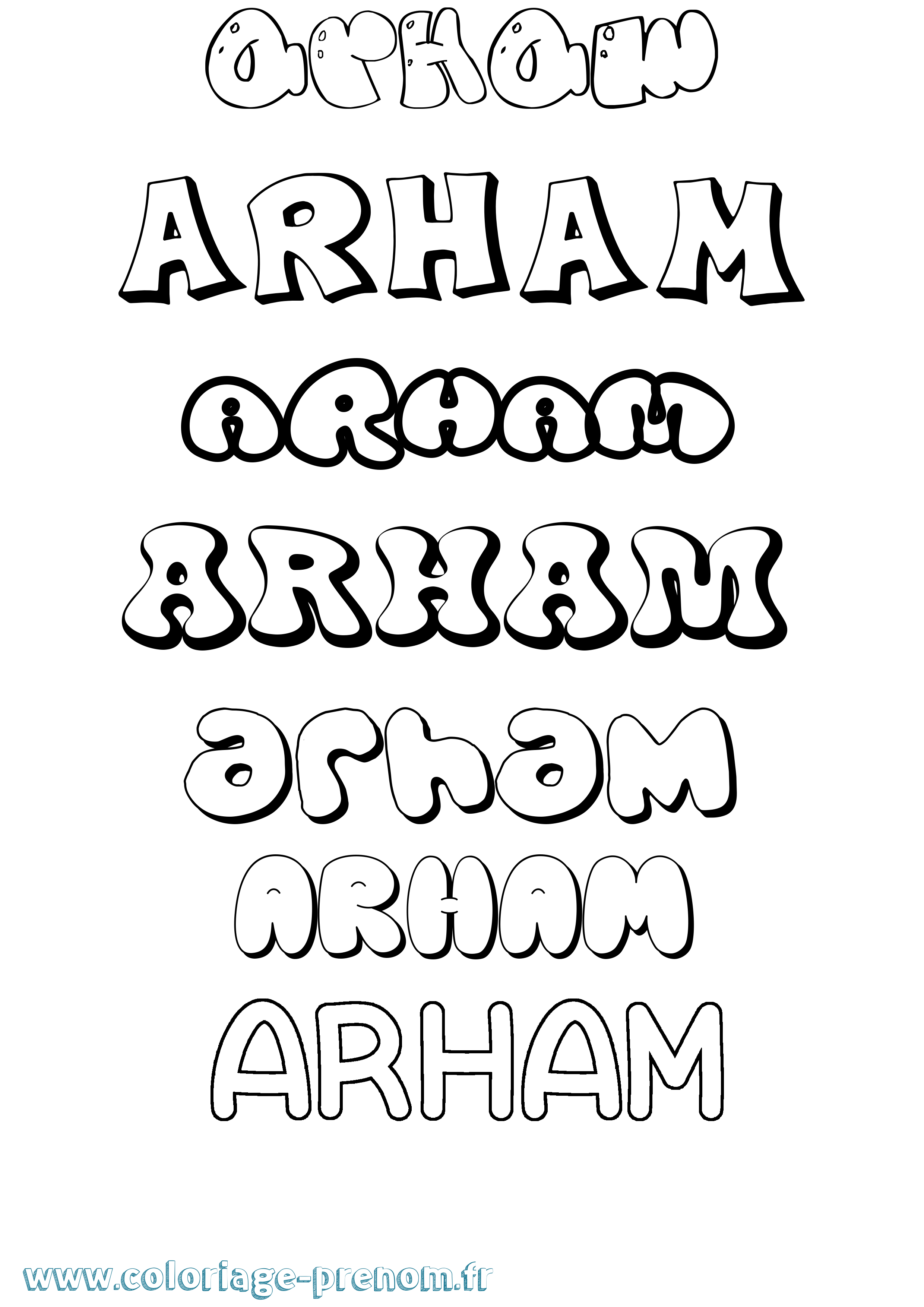 Coloriage Arham Bubble Coloriage prénom Arham Bubble