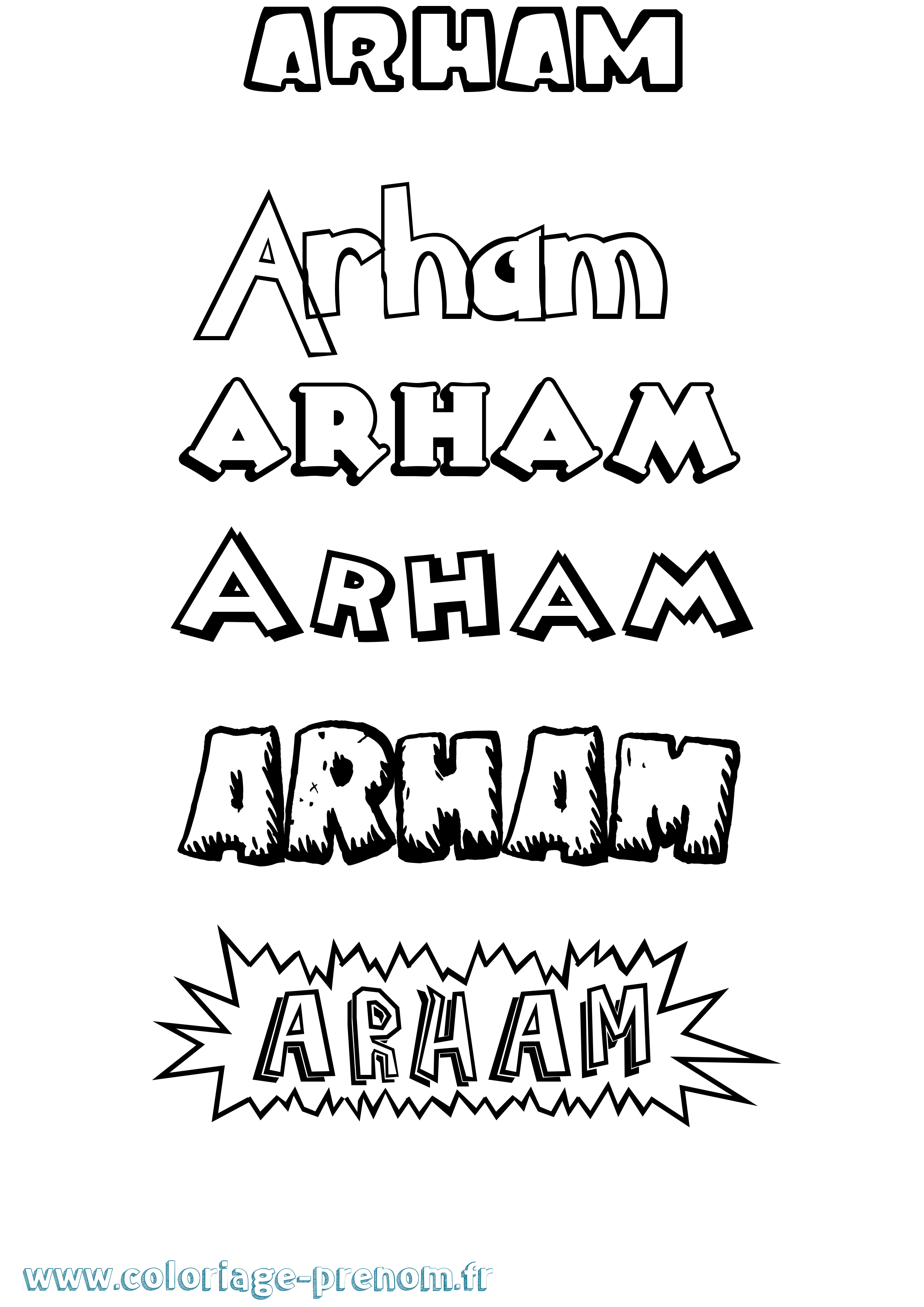 Coloriage Arham Dessin Animé Coloriage prénom Arham Dessin Animé