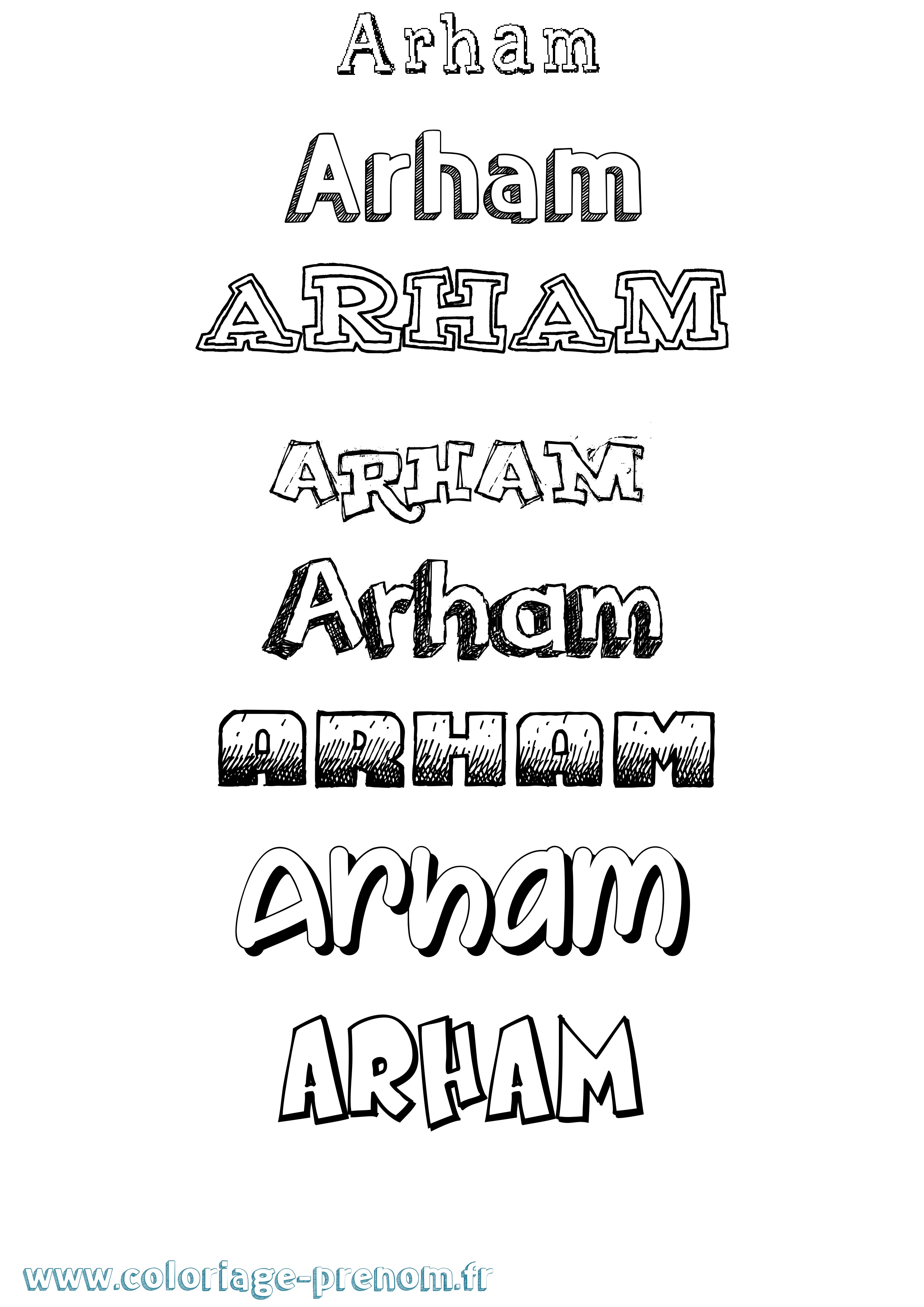 Coloriage Arham Dessiné Coloriage prénom Arham Dessiné