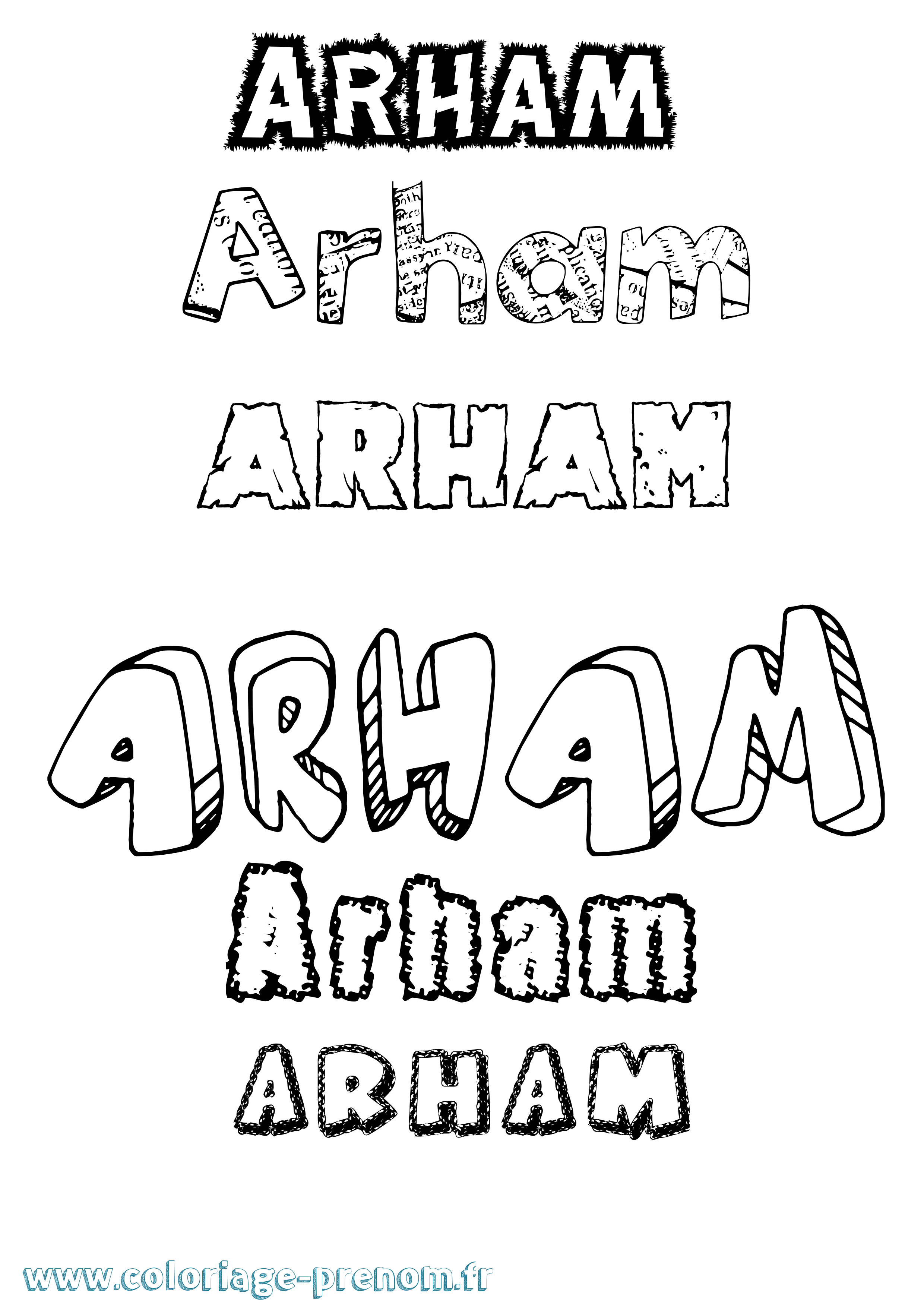 Coloriage Arham Destructuré Coloriage prénom Arham Destructuré
