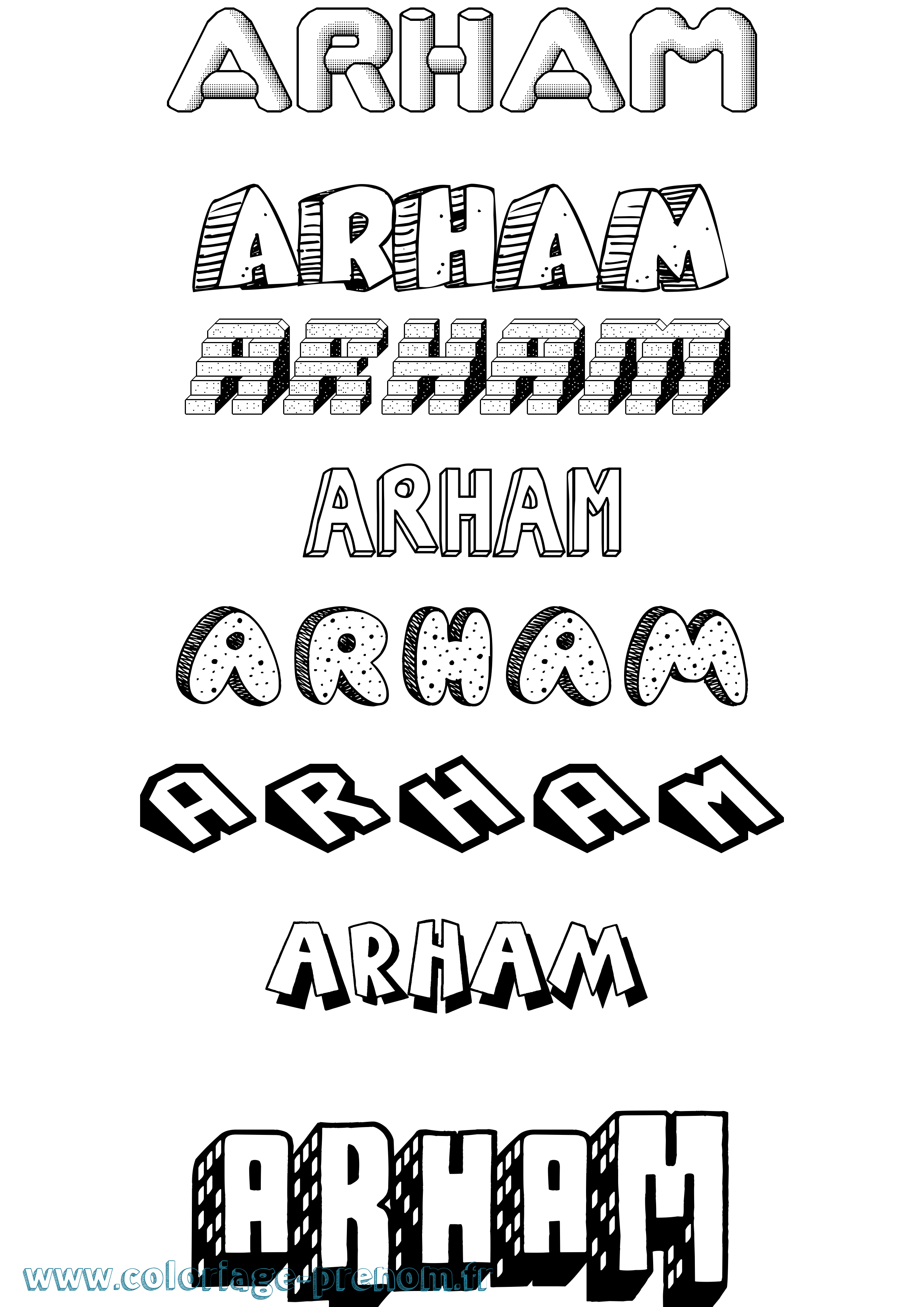Coloriage Arham Effet 3D Coloriage prénom Arham Effet 3D