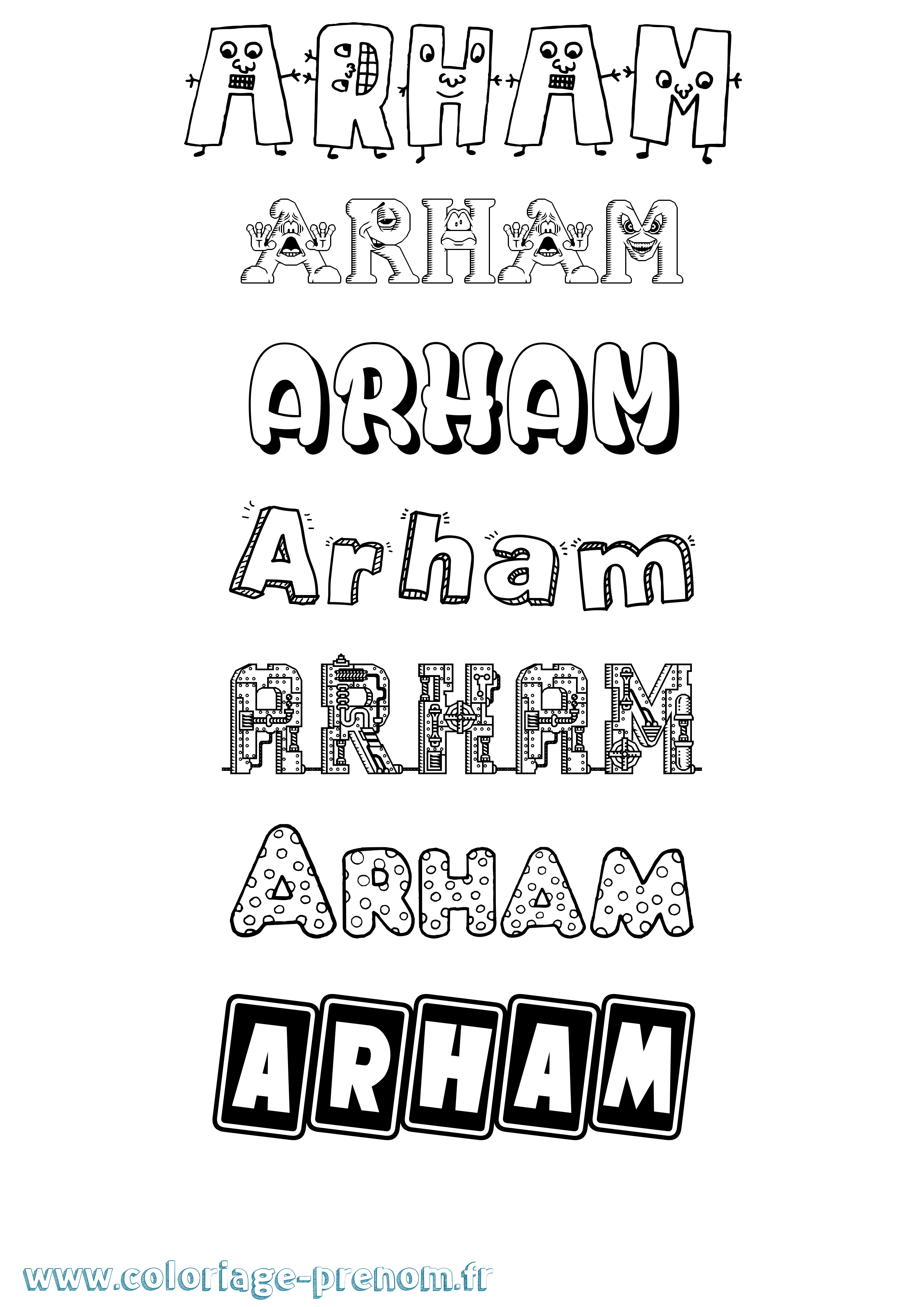 Coloriage Arham Fun Coloriage prénom Arham Fun