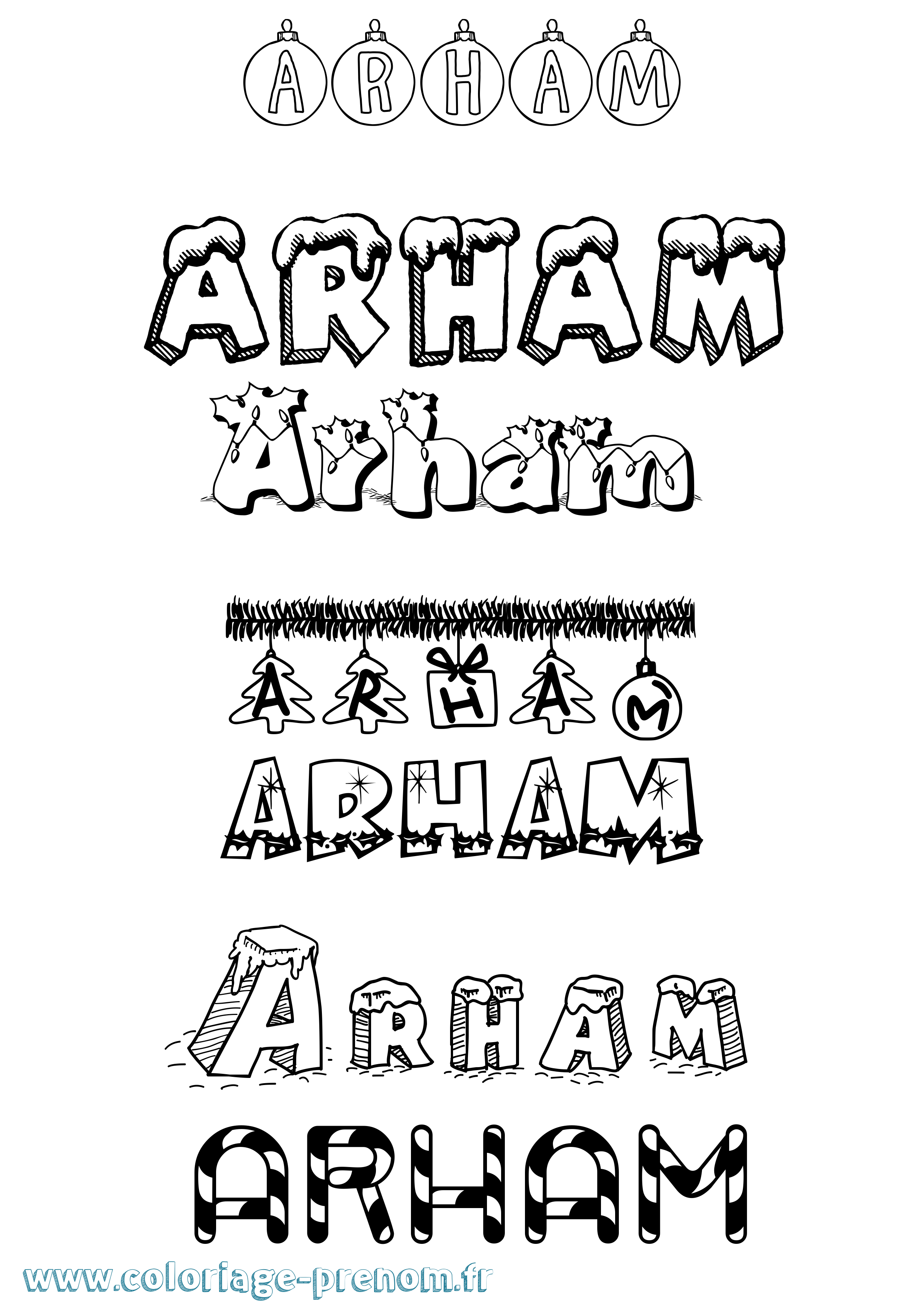 Coloriage Arham Noël Coloriage prénom Arham Noël